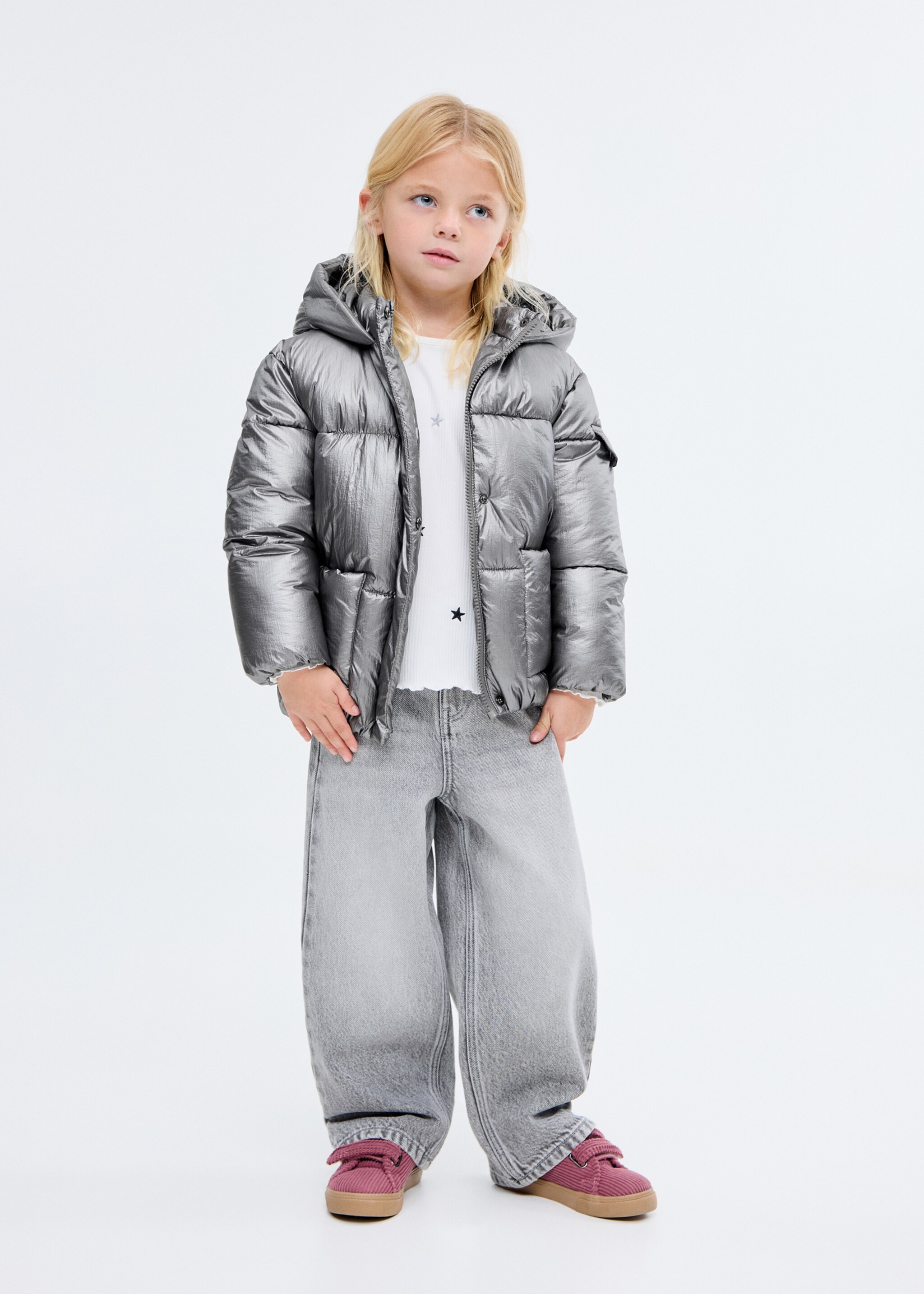 Metallic puffer jacket - General plane, Silver. Ref: 17017767-00.