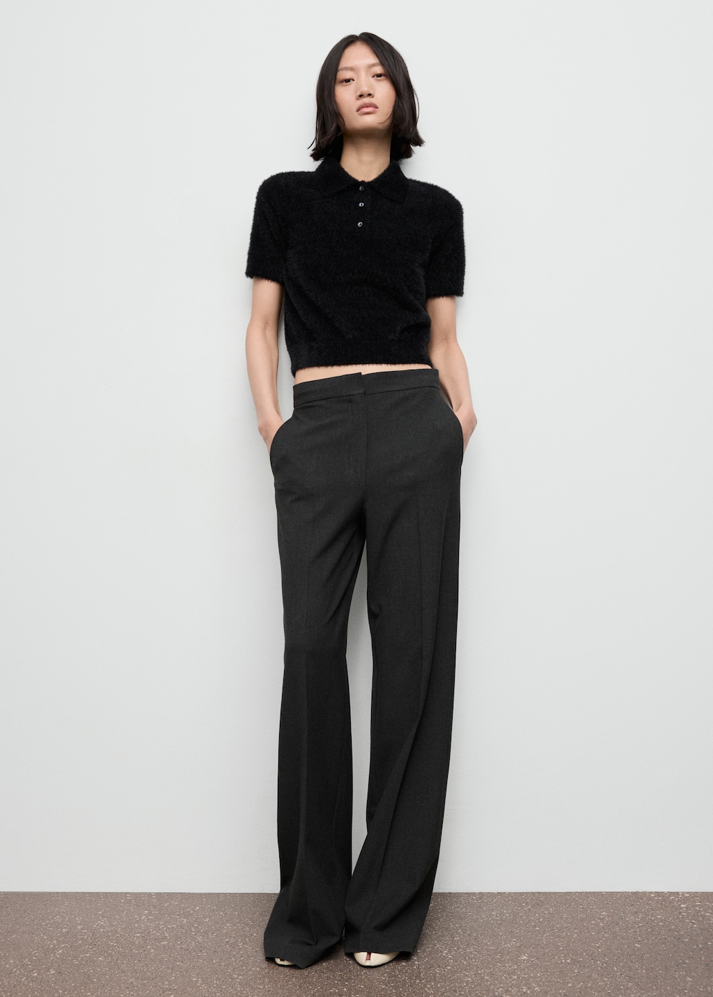 Mango Faux-fur polo-neck sweater