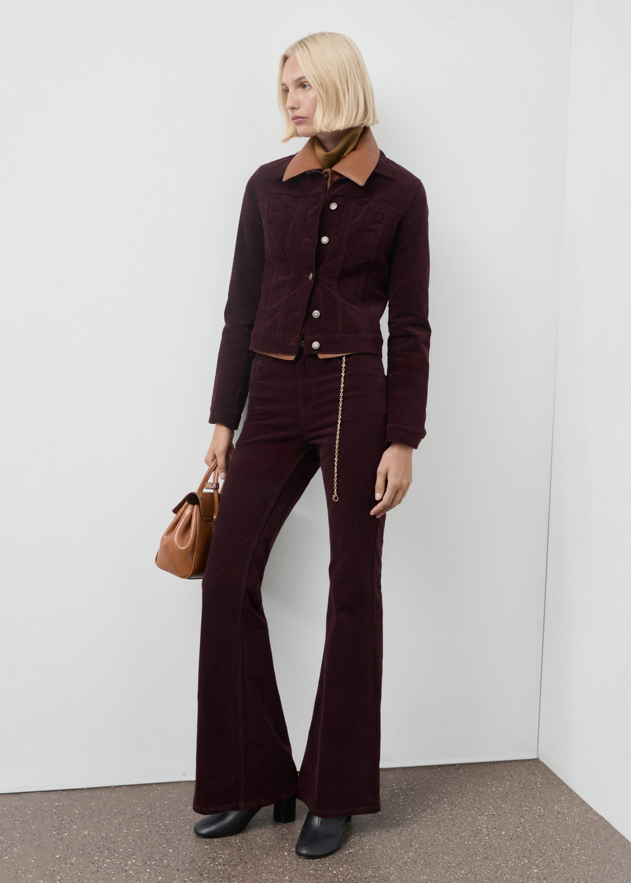 Velvet flared jeans - General plane, Wine. Ref: 17017783-00.