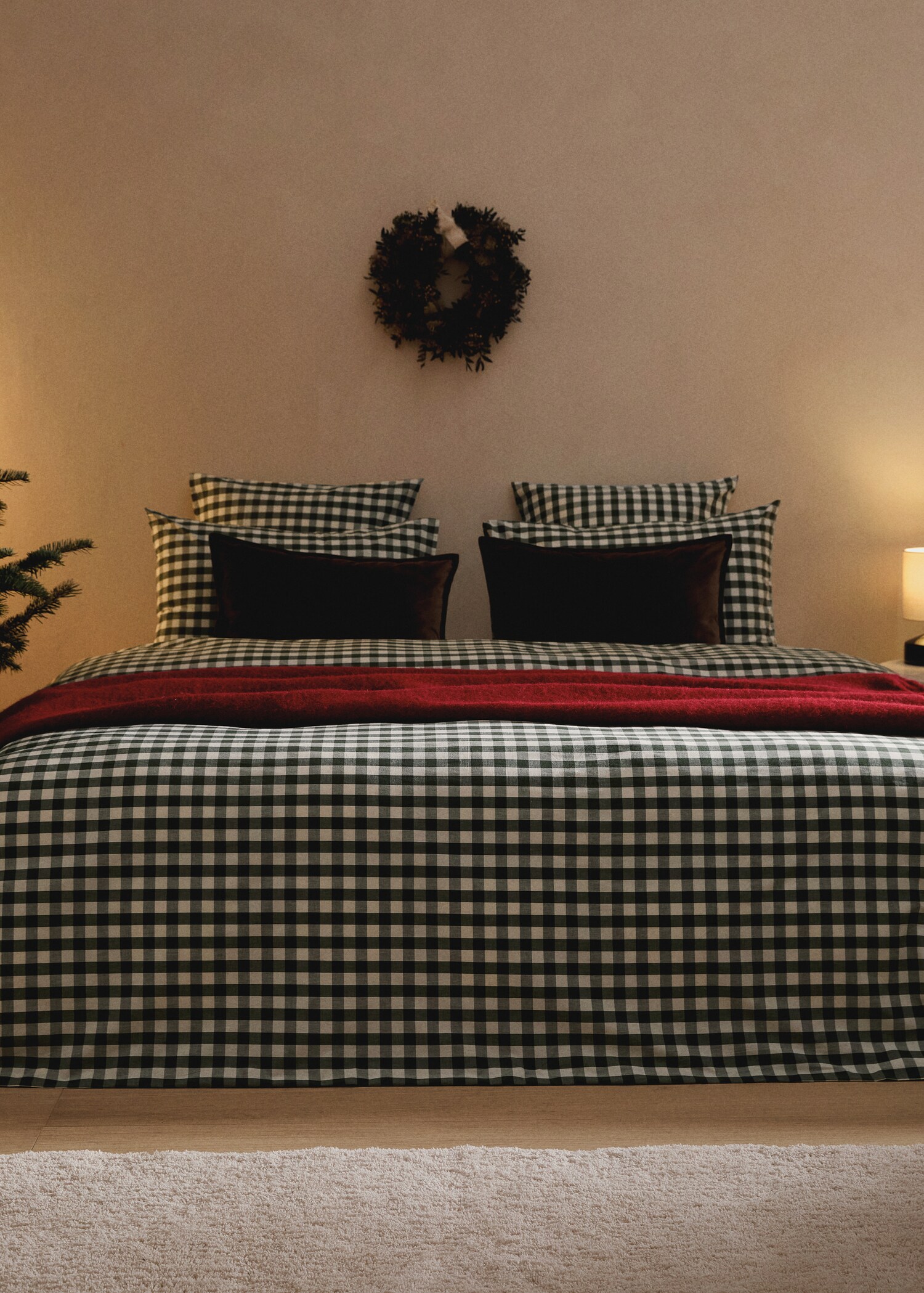 Yarn-dyed cotton gingham check duvet cover for 150/160cm bed - General plane