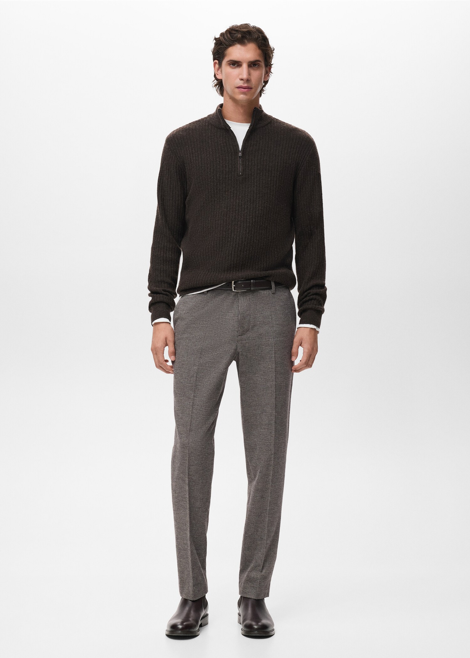 Micro-houndstooth flannel trousers - General plane
