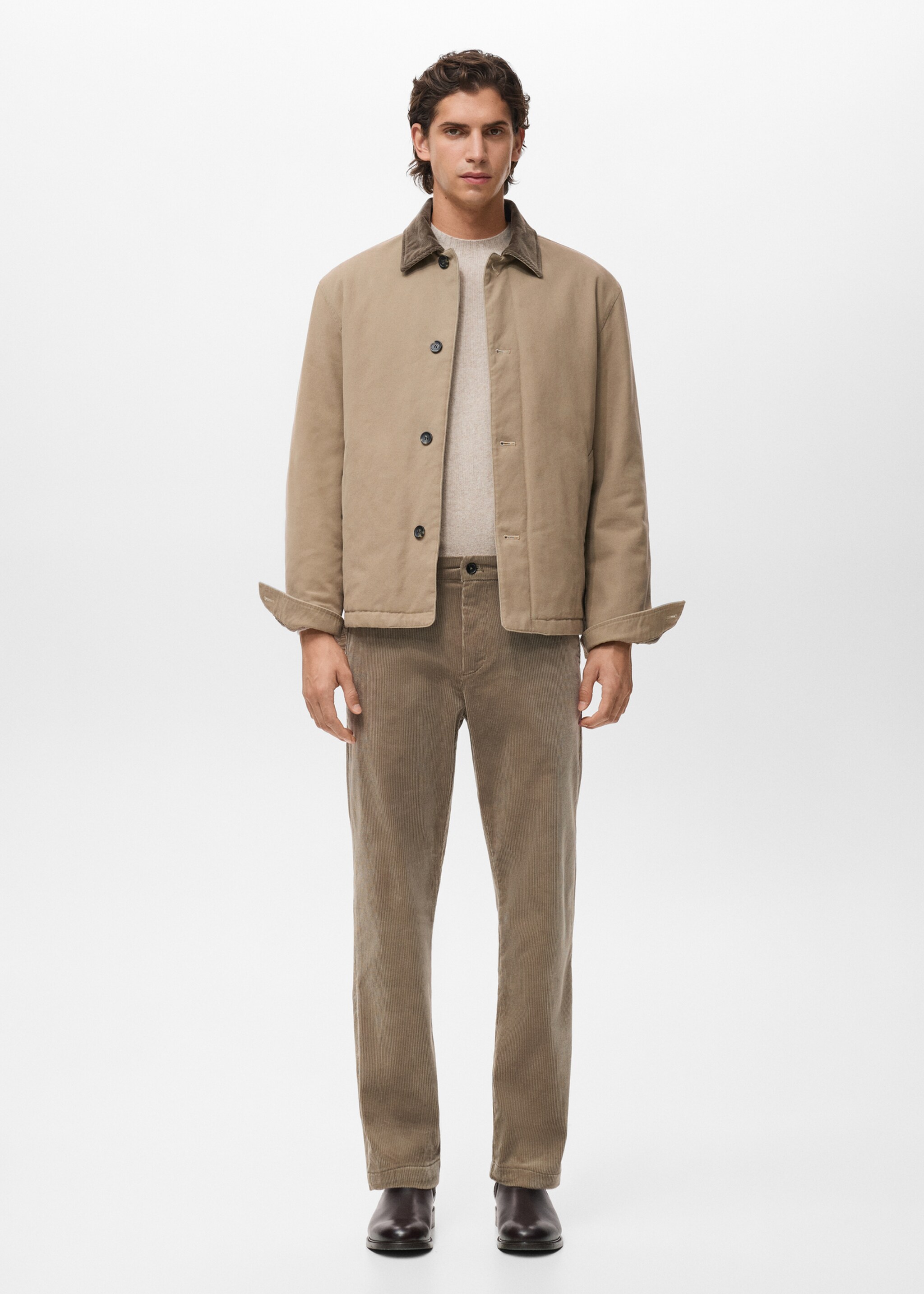 Corduroy slim-fit trousers - General plane, Beige. Ref: 17017887-00.