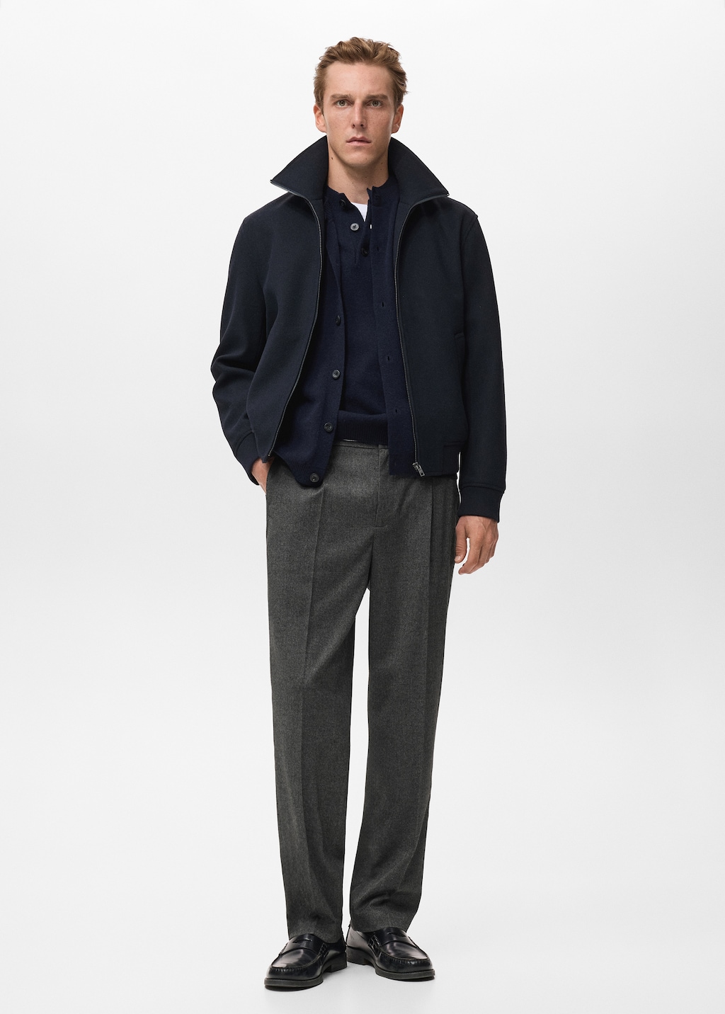 Regular-fit pleated flannel pants