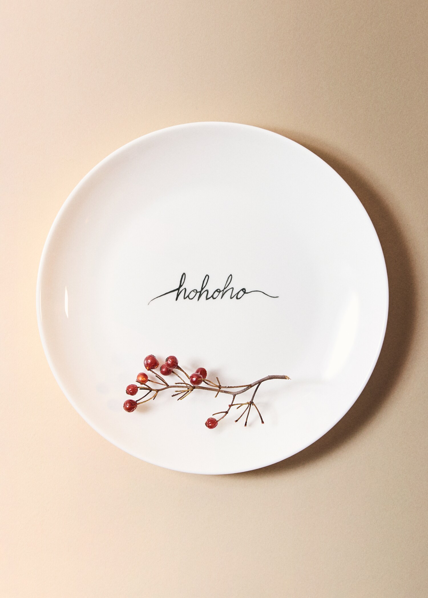 Dessertteller aus Bonechina mit Weihnachtsbaum-Schriftzug - Allgemeine Ansicht
