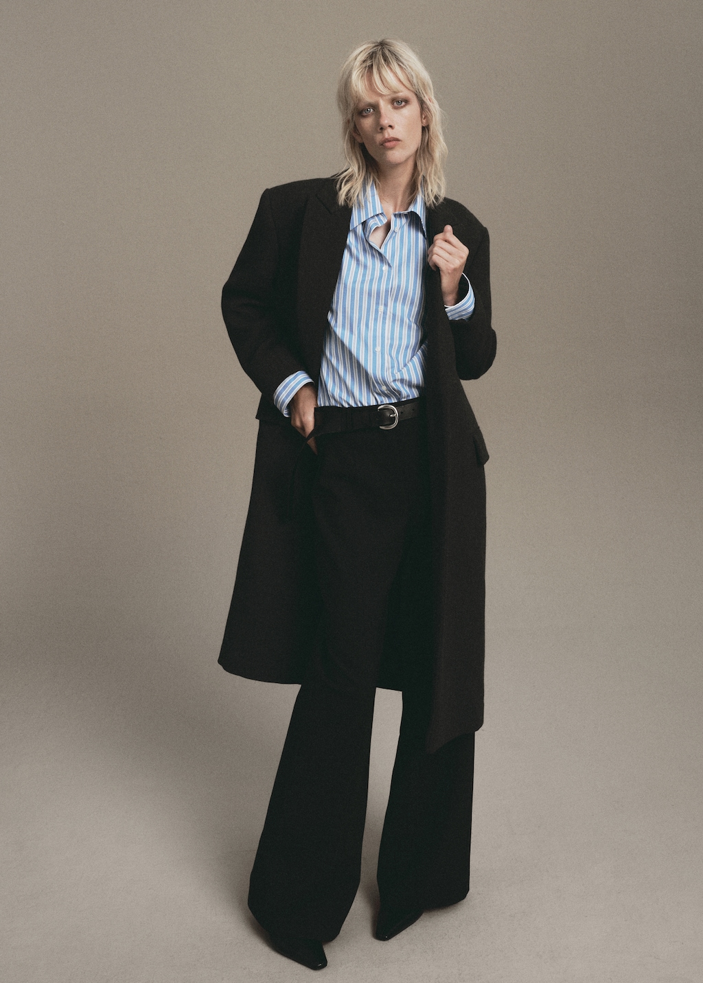 Zipped straight trousers