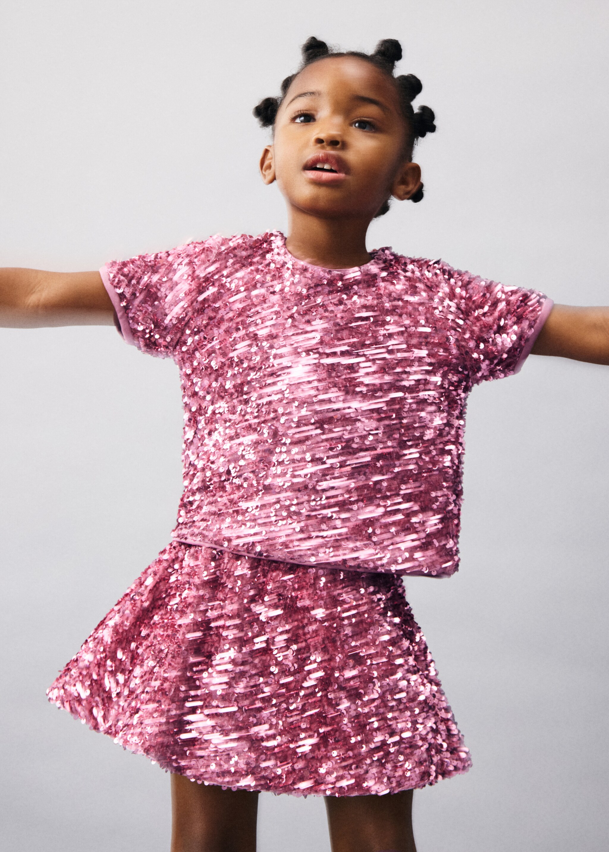Bright sequined t-shirt - General plane, Pink. Ref: 17019100-00.
