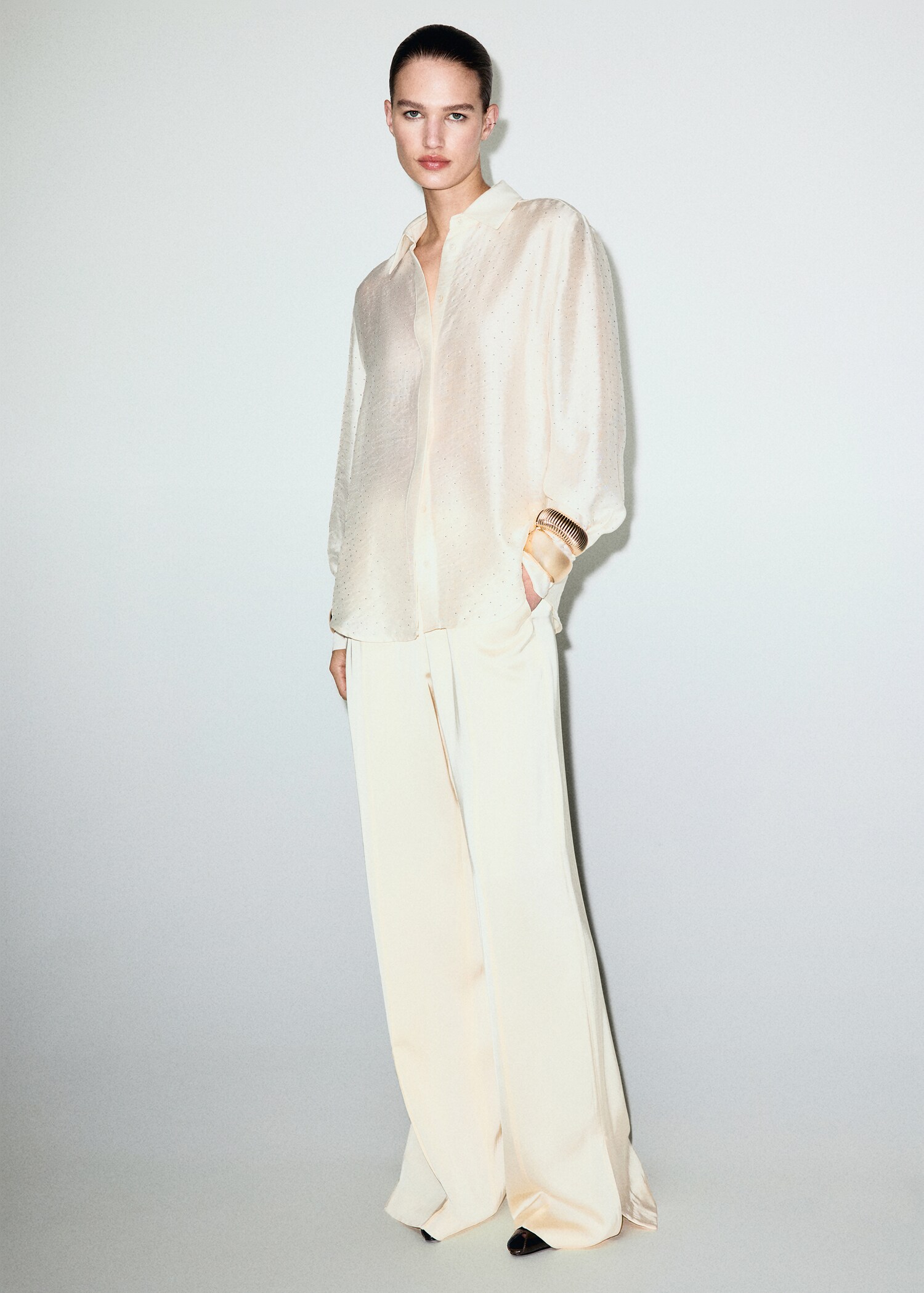 Satin shirt with rhinestones - General plane