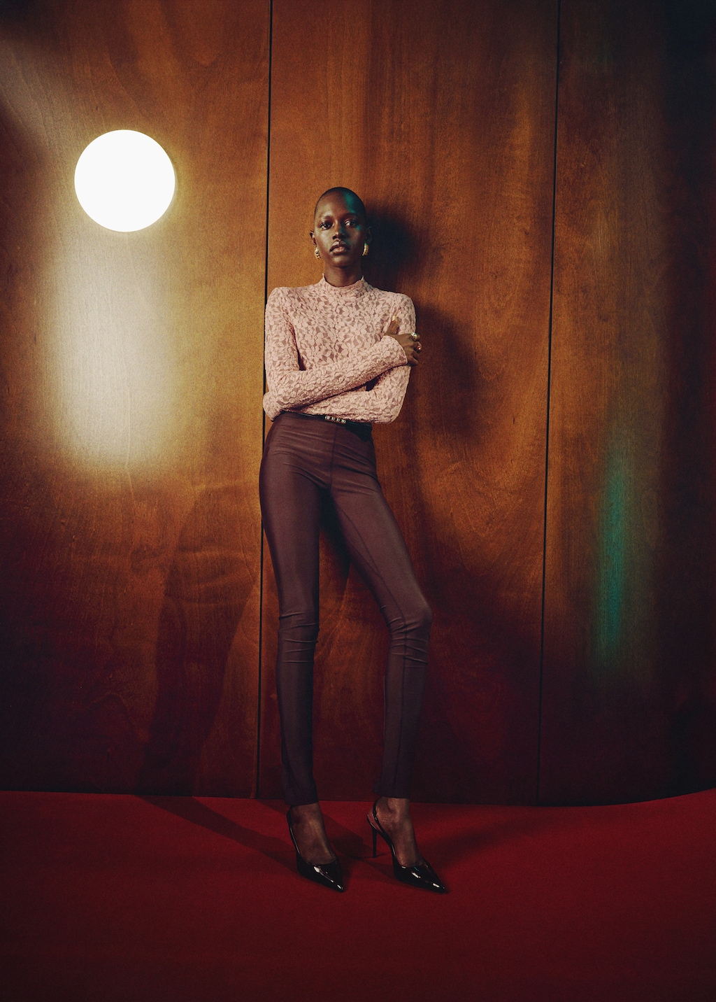 Lace t-shirt with perkins neck