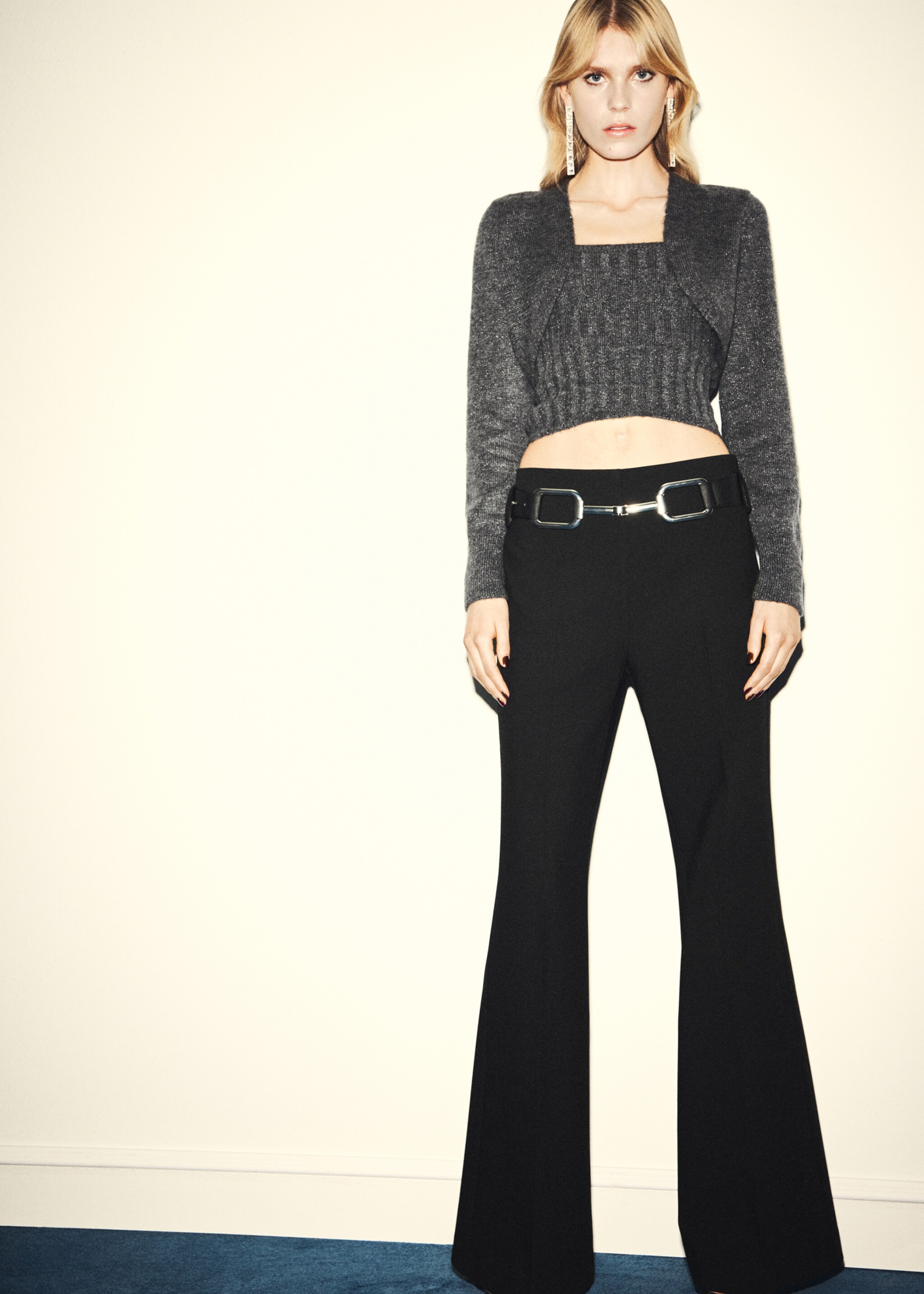 Lurex cropped cardigan - General plane, Grey. Ref: 17019121-00.