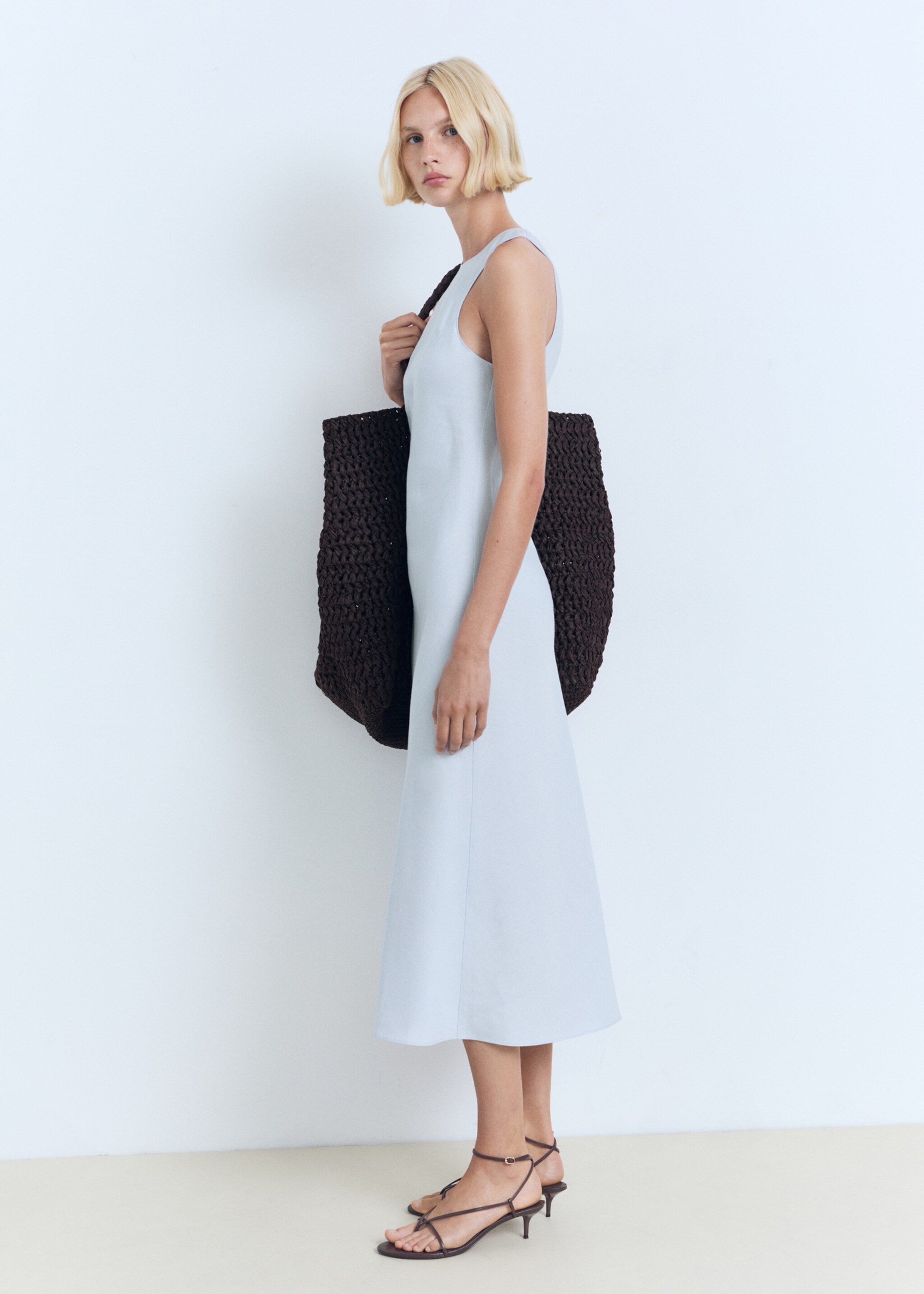 Linen-blend midi dress - General plane, Aqua Green. Ref: 17021172-00.