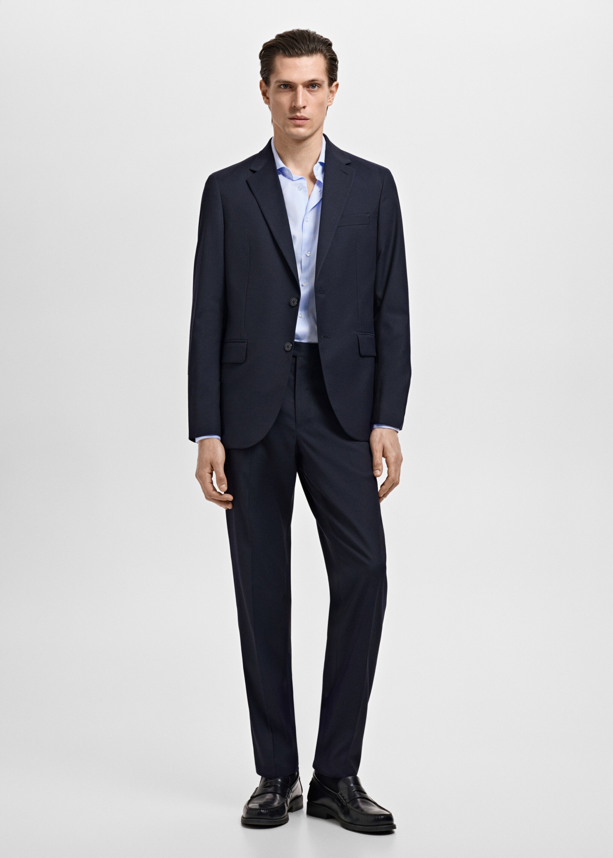 Slim-fit micro-print twill suit shirt - General plane