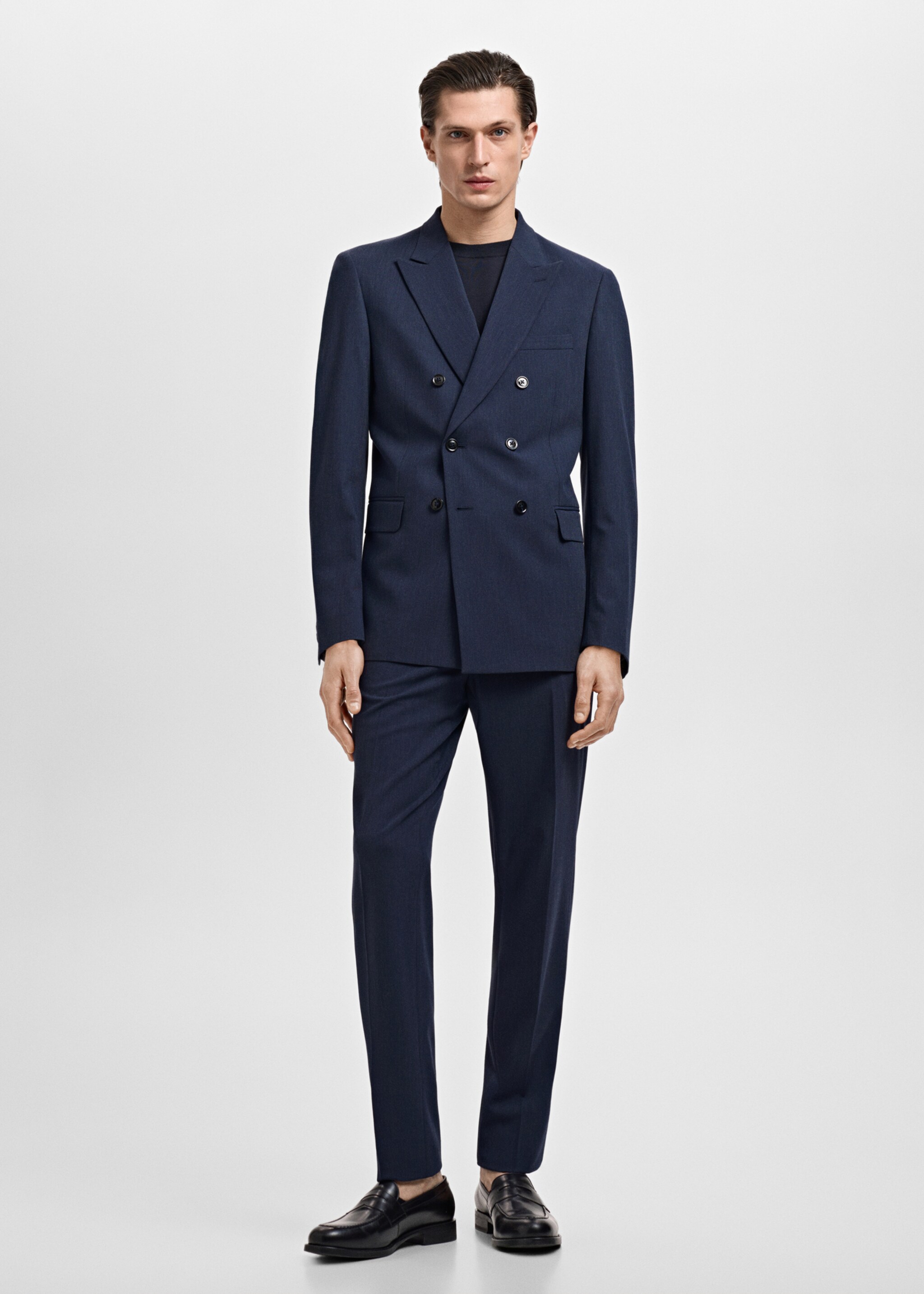 Monaco double-breasted slim-fit suit jacket - General plane