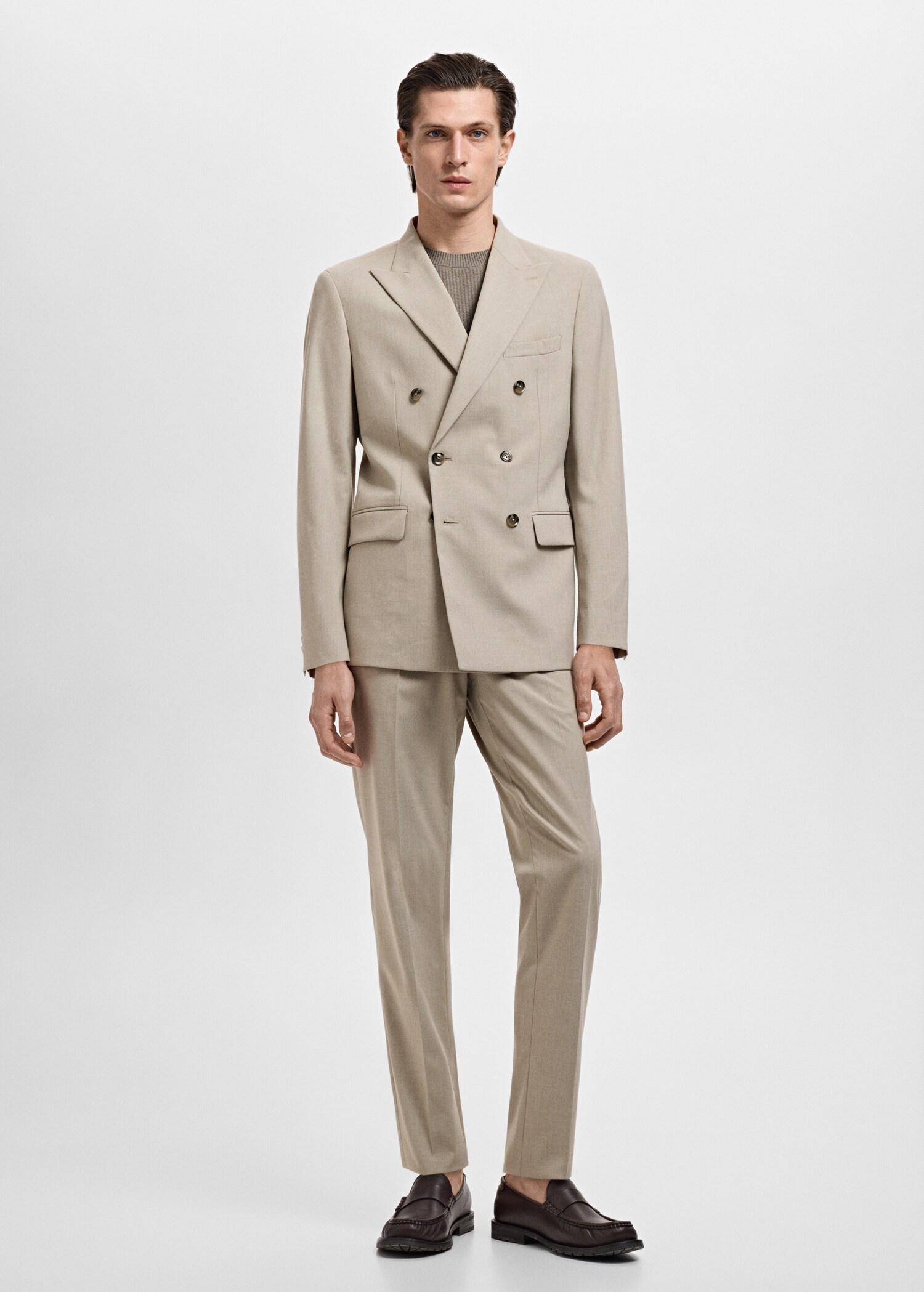Monaco double-breasted slim-fit suit jacket - General plane