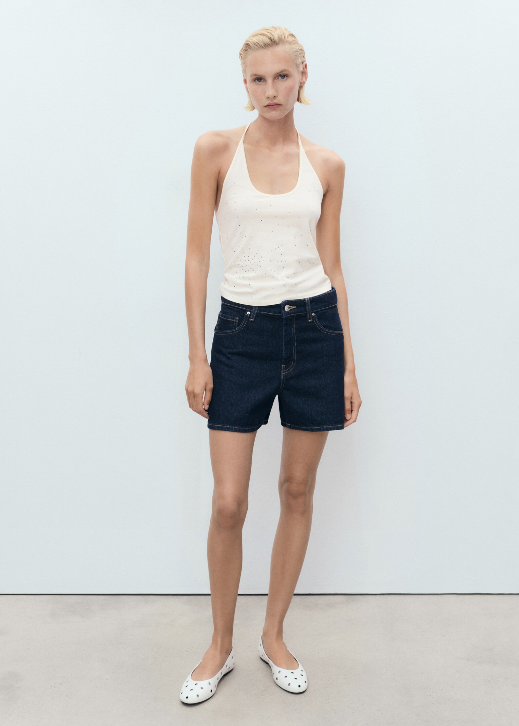 Halter neck top with metallic appliqués - General plane