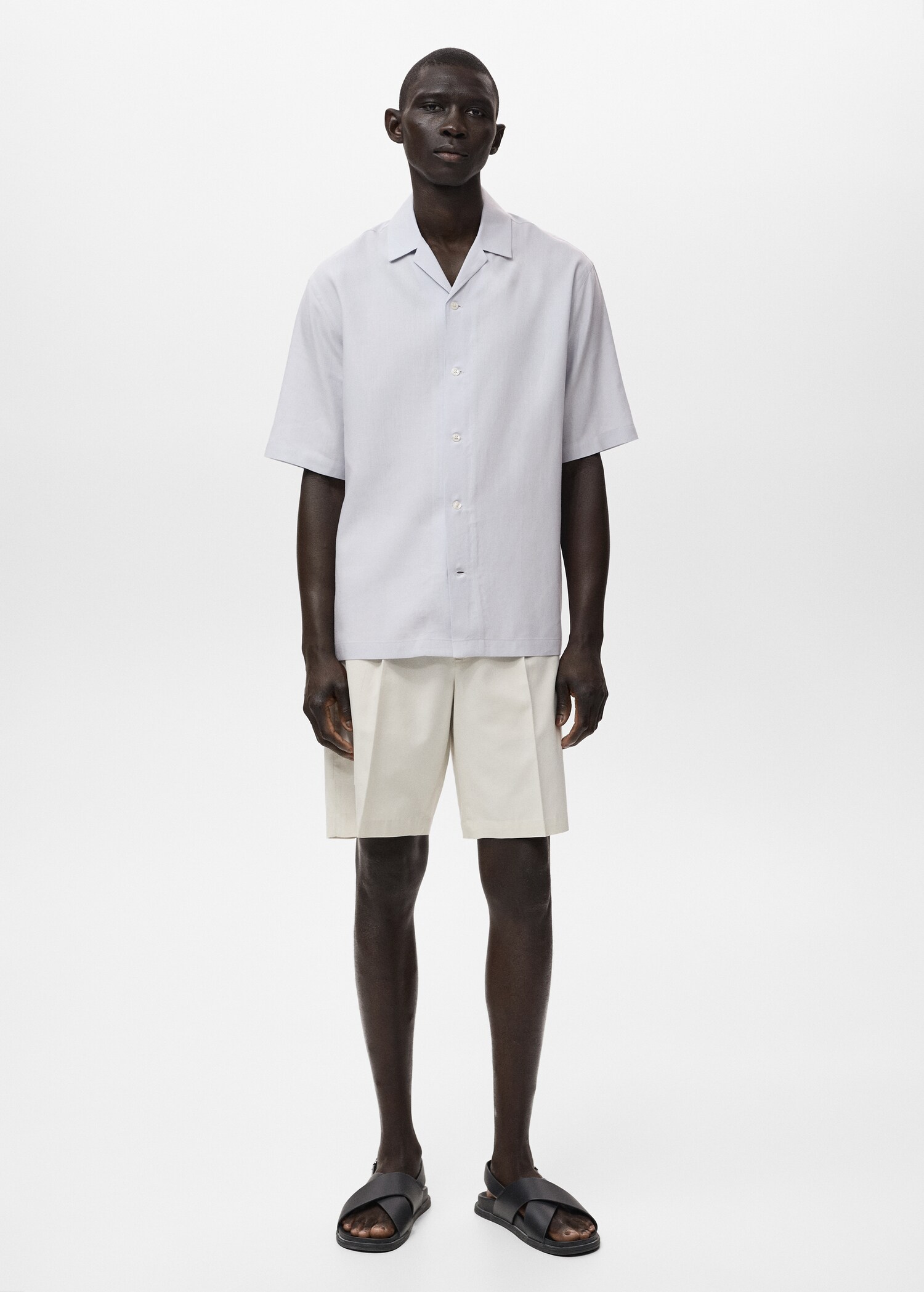 Camisa tencel lino cuello bowling - Plano general