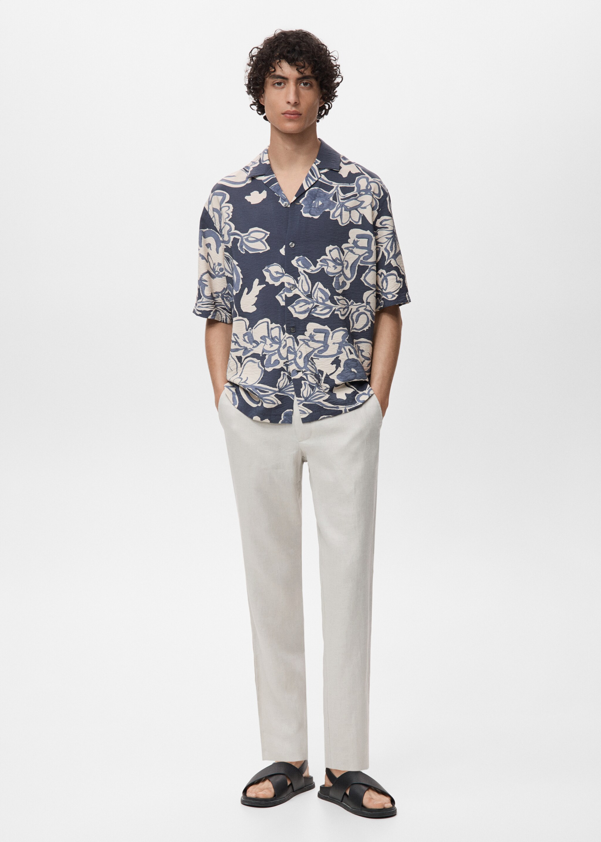 Wrinkled-effect floral shirt - General plane