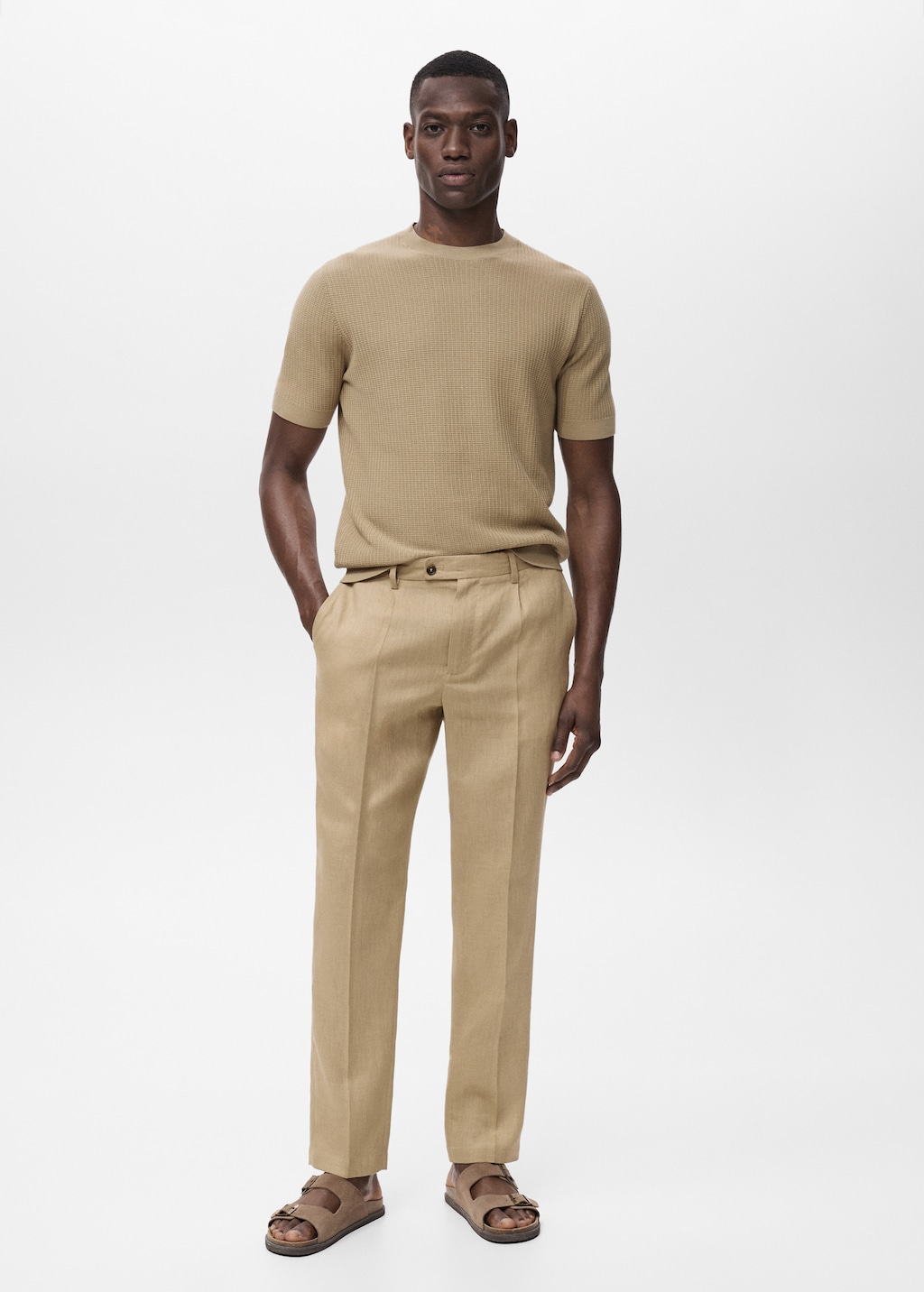 Slim-fit 100% linen pants