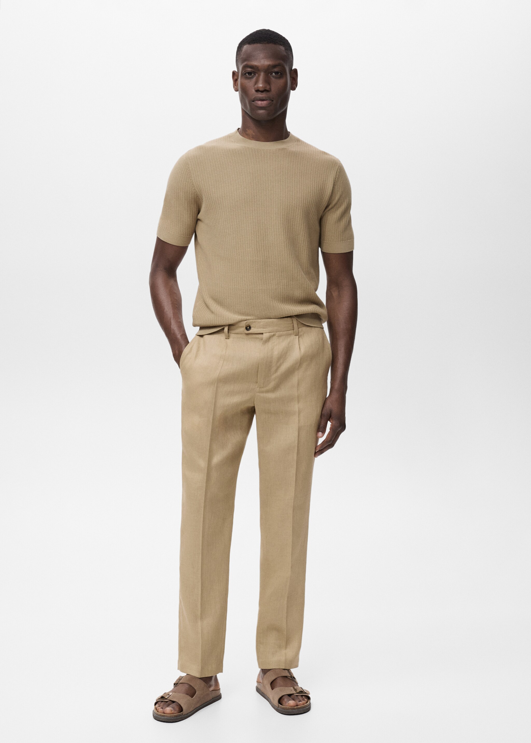Slim-fit 100% linen trousers - General plane