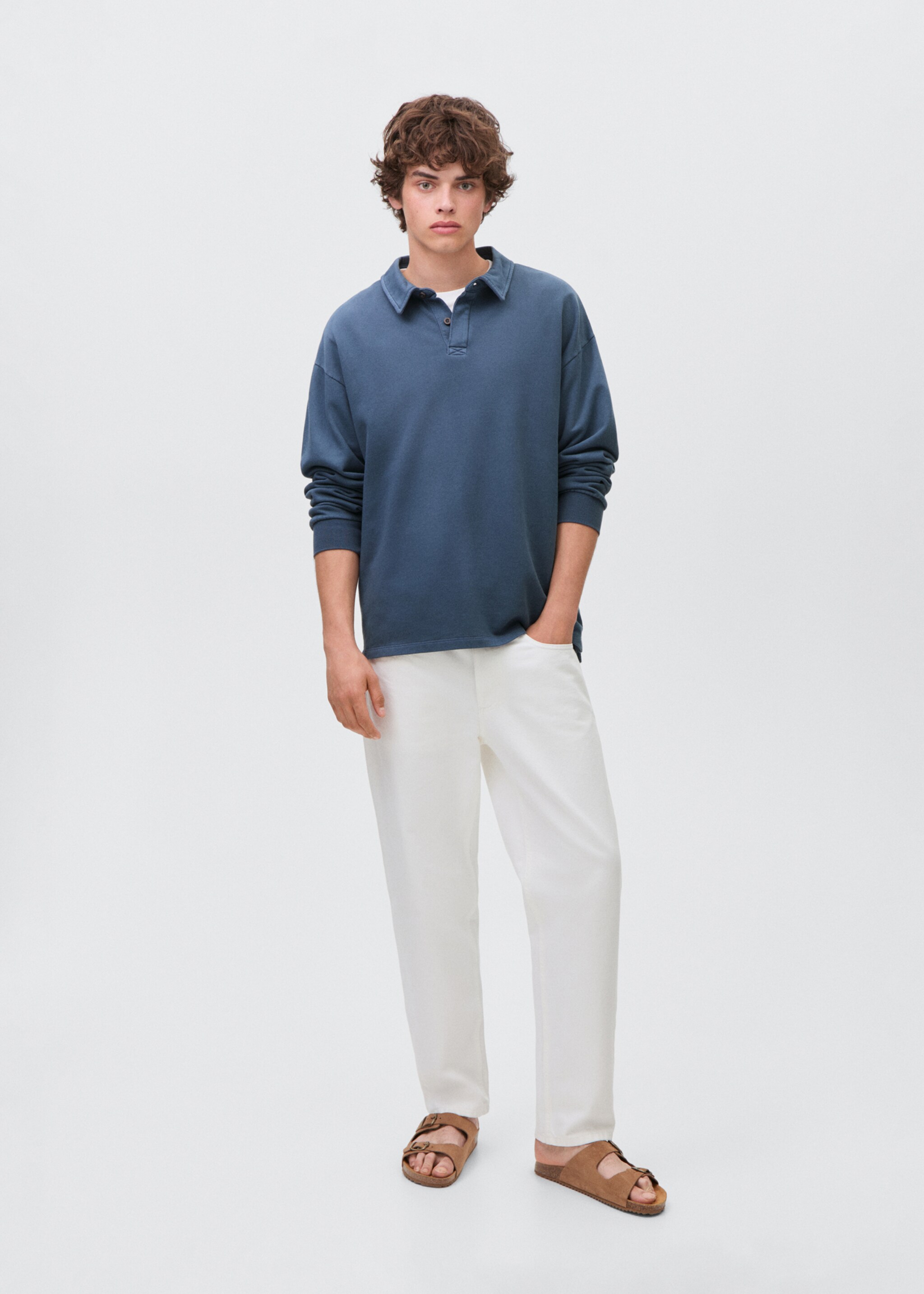 Sweatshirt mit Poloshirt-Kragen - Allgemeine Ansicht