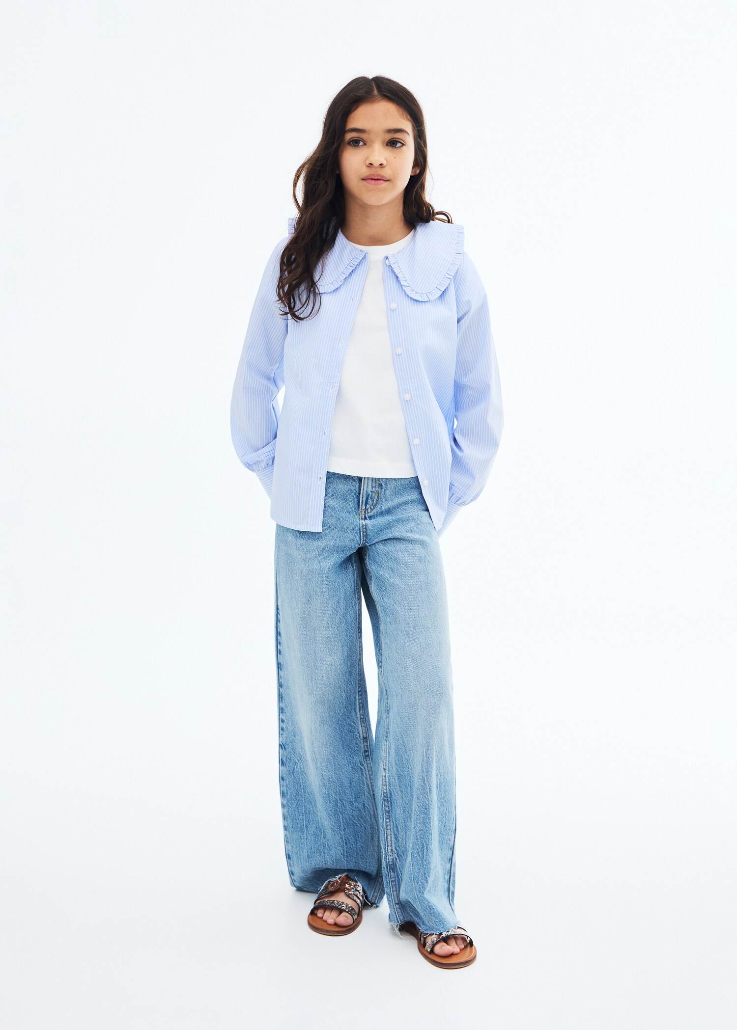 Wideleg-Jeans mit ausgefranstem Saum - Allgemeine Ansicht