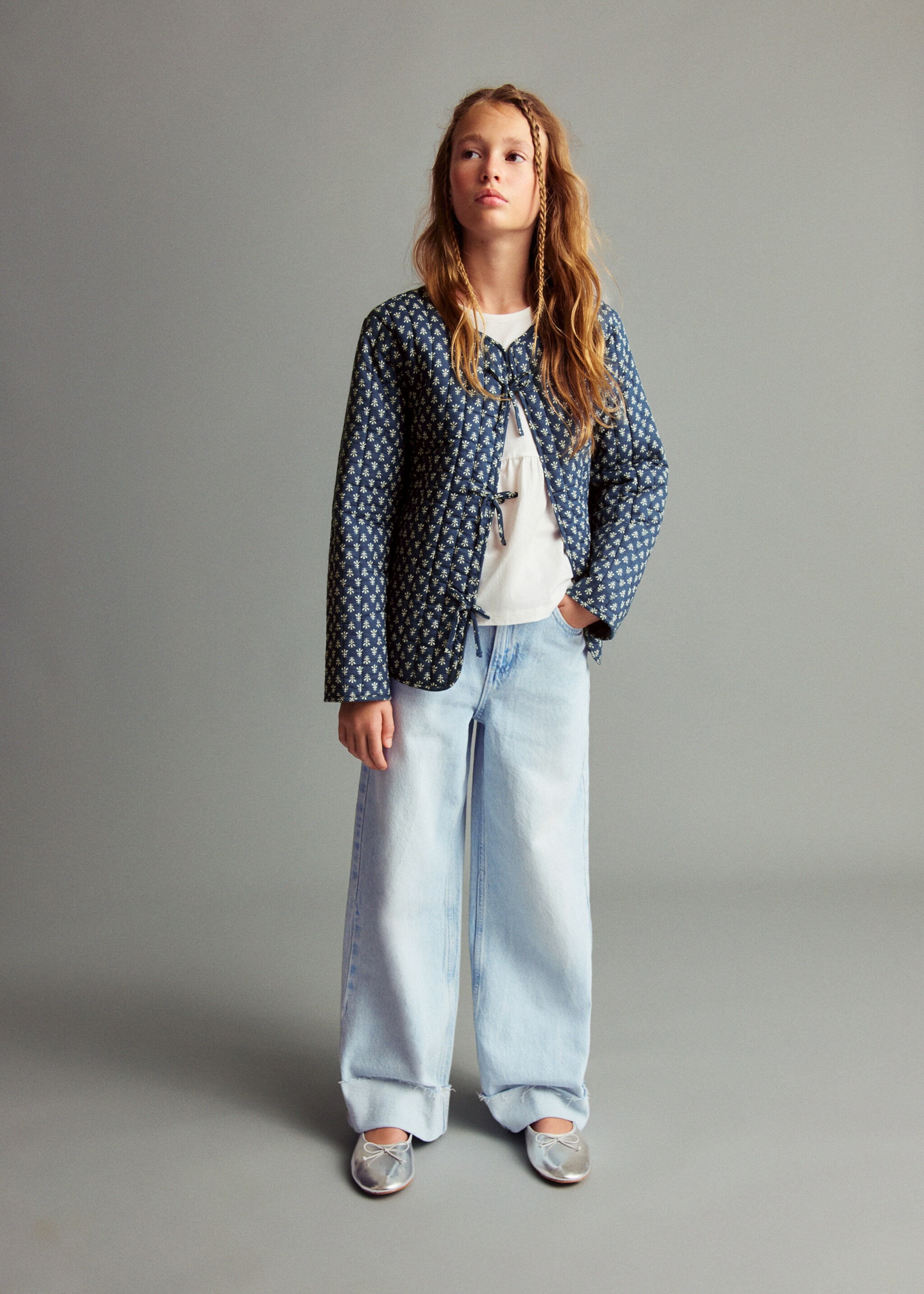 Wide leg jeans with turned-up hem - General plane, Light Blue. Ref: 17021248-00.