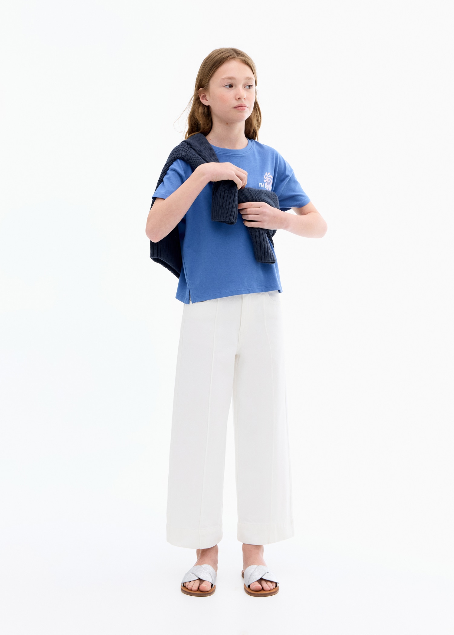 Culotte jeans with seam detail - General plane