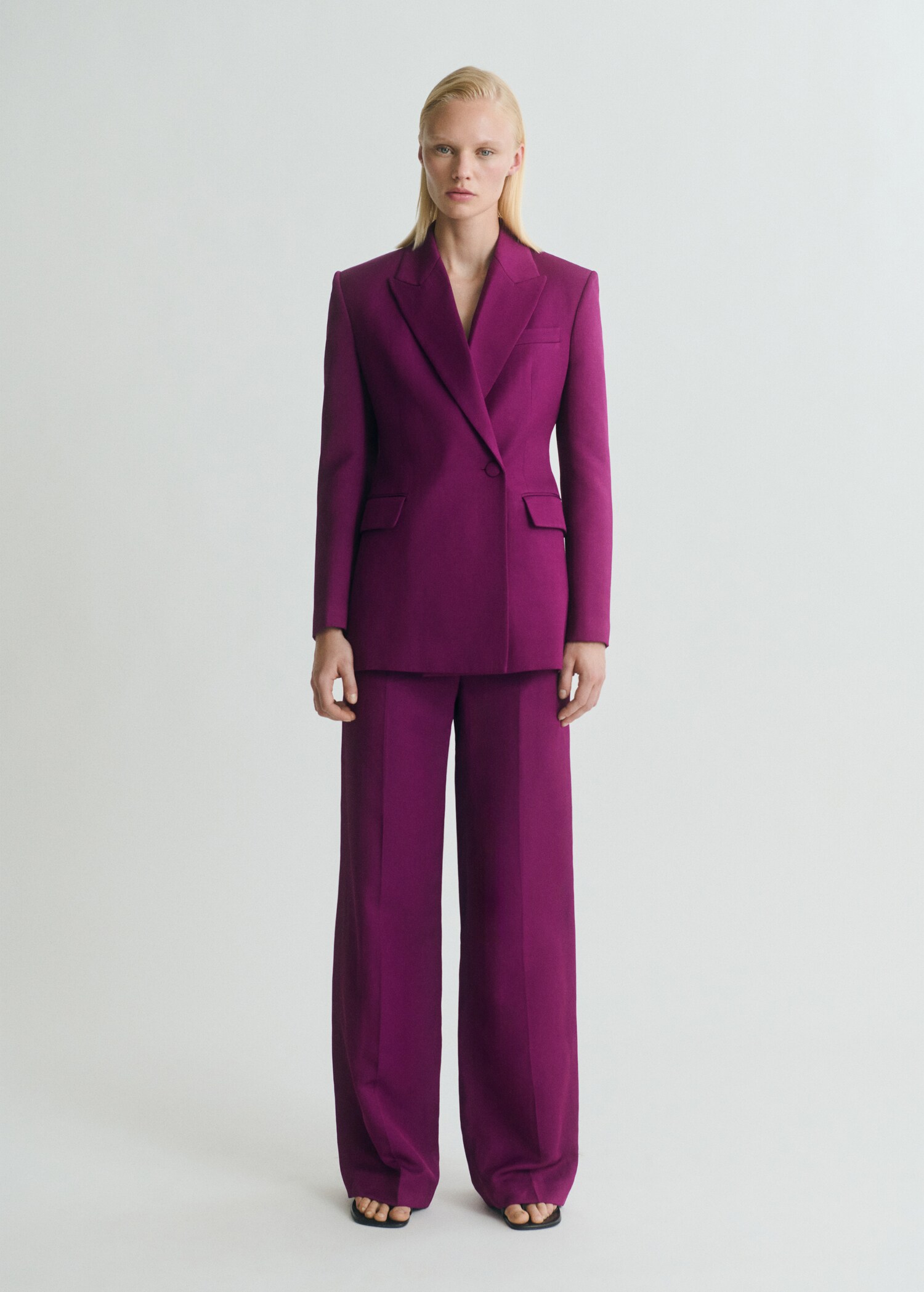 Straight-fit linen-blend suit trousers - General plane