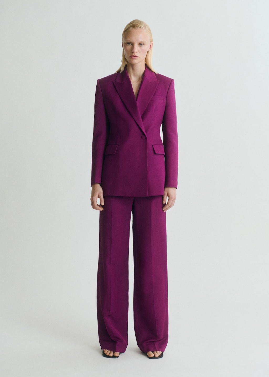 Straight-fit linen-blend suit pants