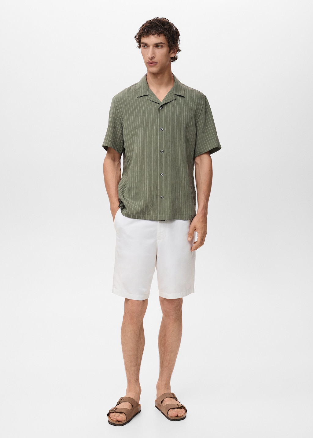 Short sleeve striped shirt - Men | MANGO USA
