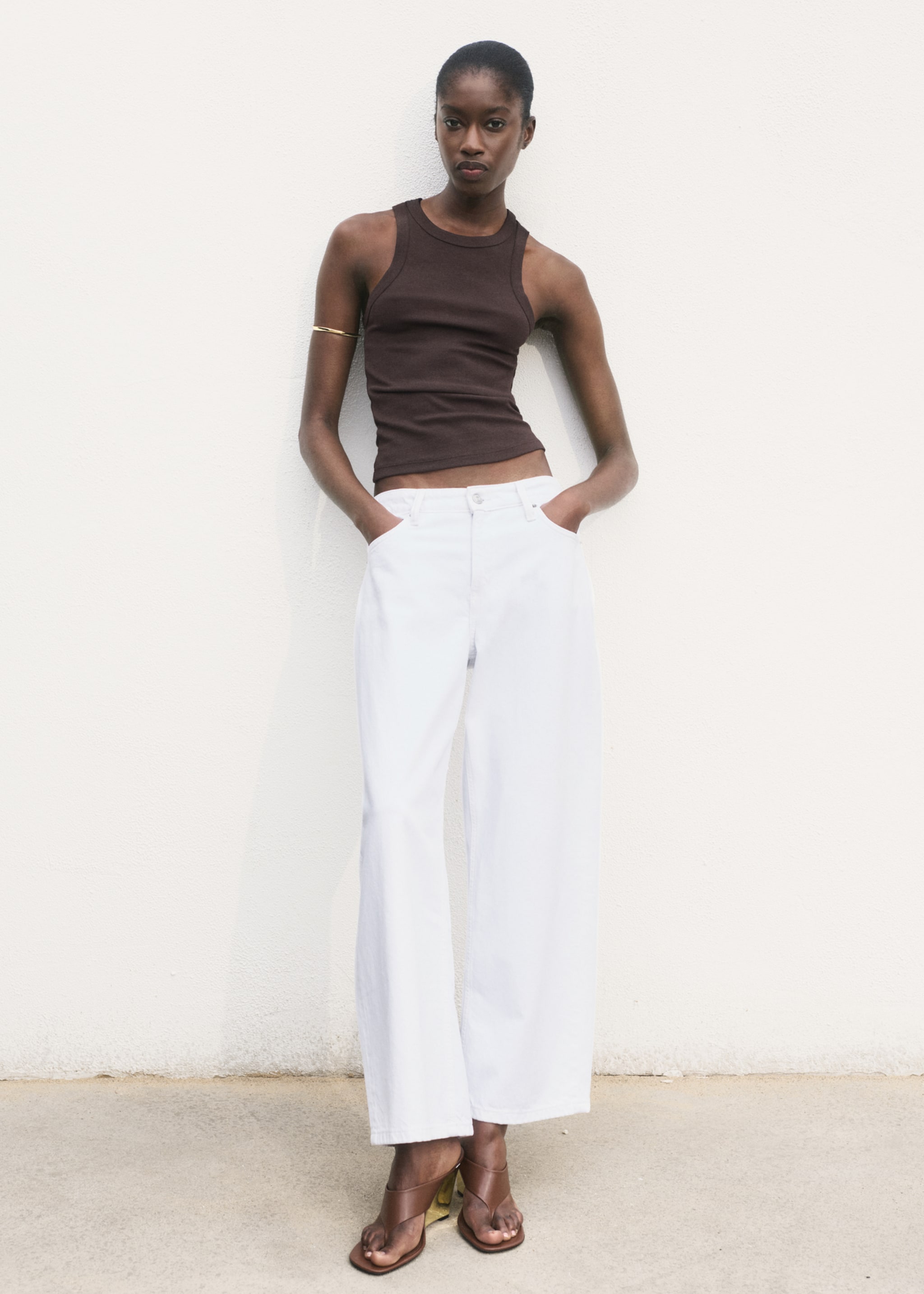 Ribbed cotton-blend top - General plane