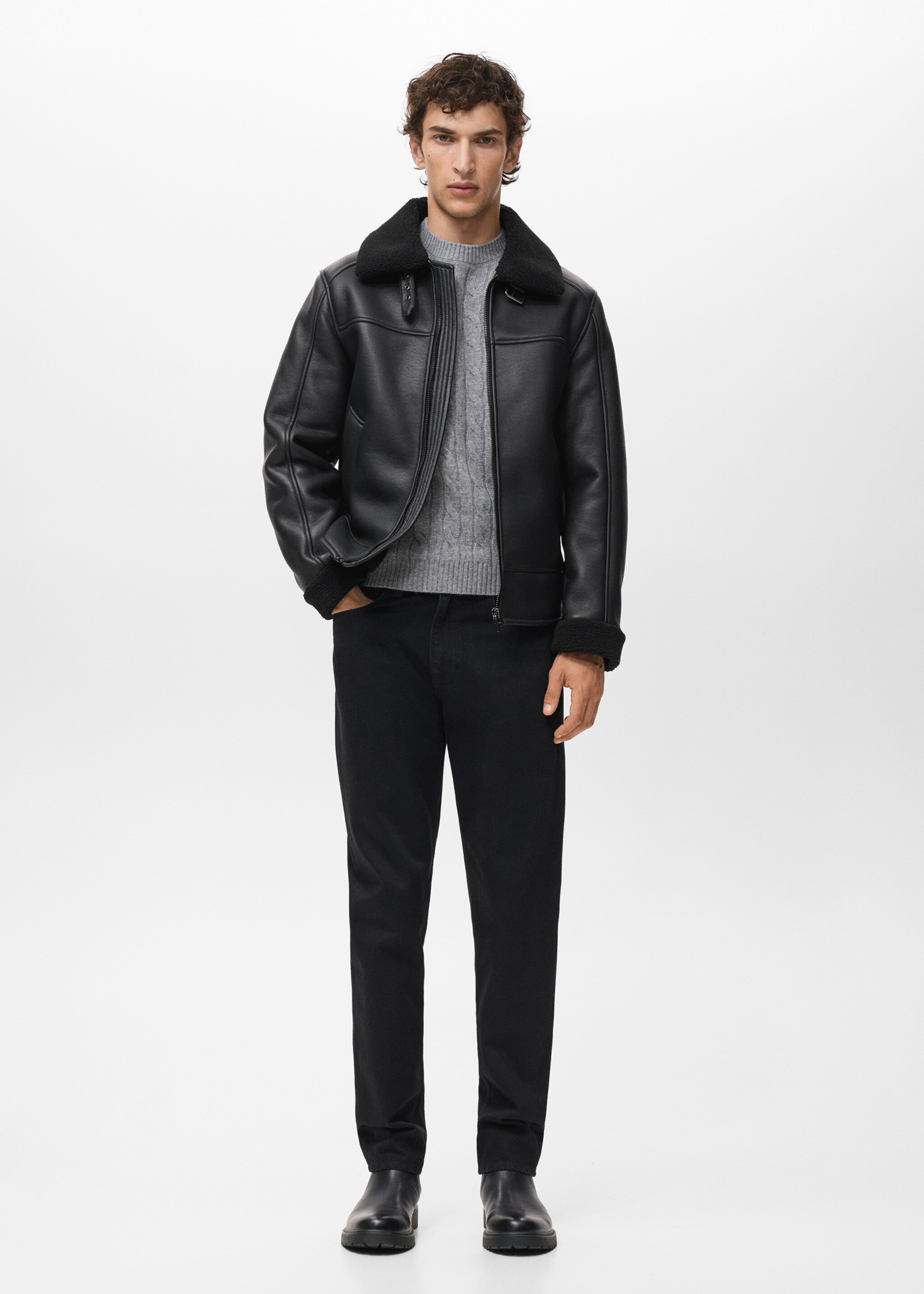 Double face sheepskin jacket - General plane, Black. Ref: 17021519-00.