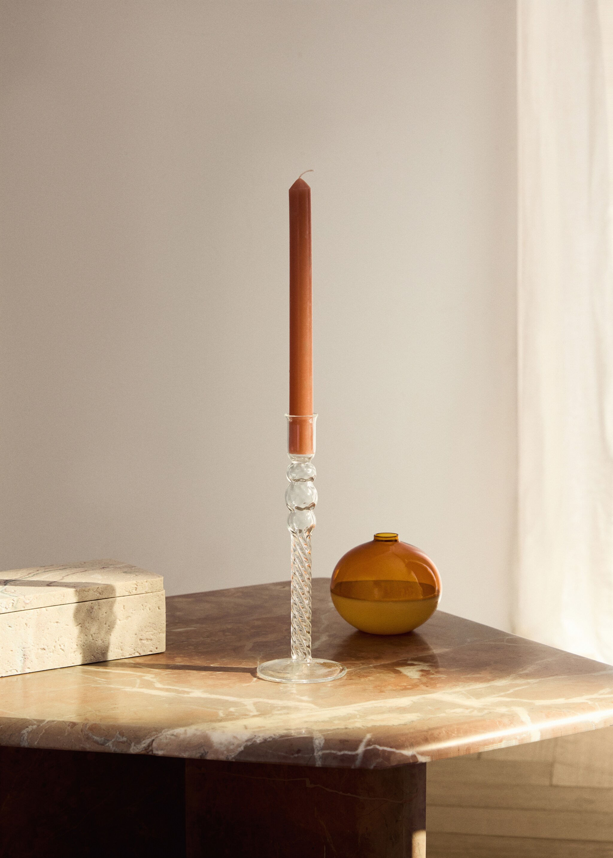 Borosilicate candelabra with spiral stem - General plane, Ice Grey. Ref: 17021526-00.