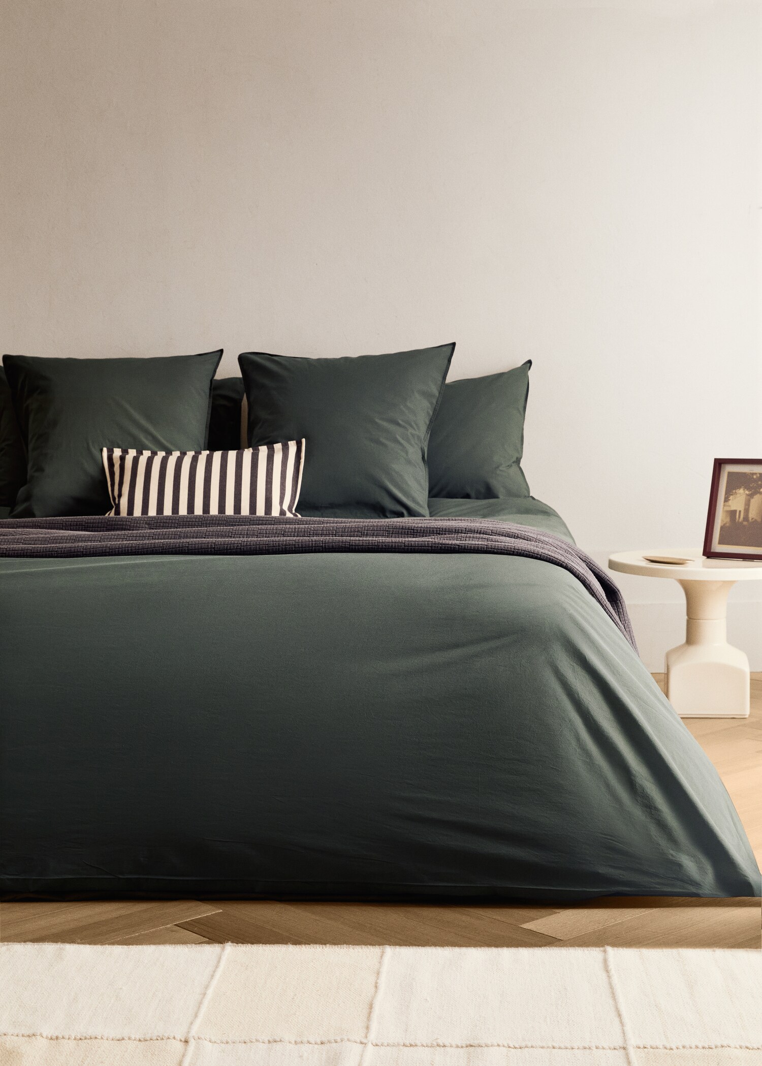 Bettbezug aus Baumwoll-Popeline mit doppelter Steppnaht für 180/200 cm Bett - Allgemeine Ansicht