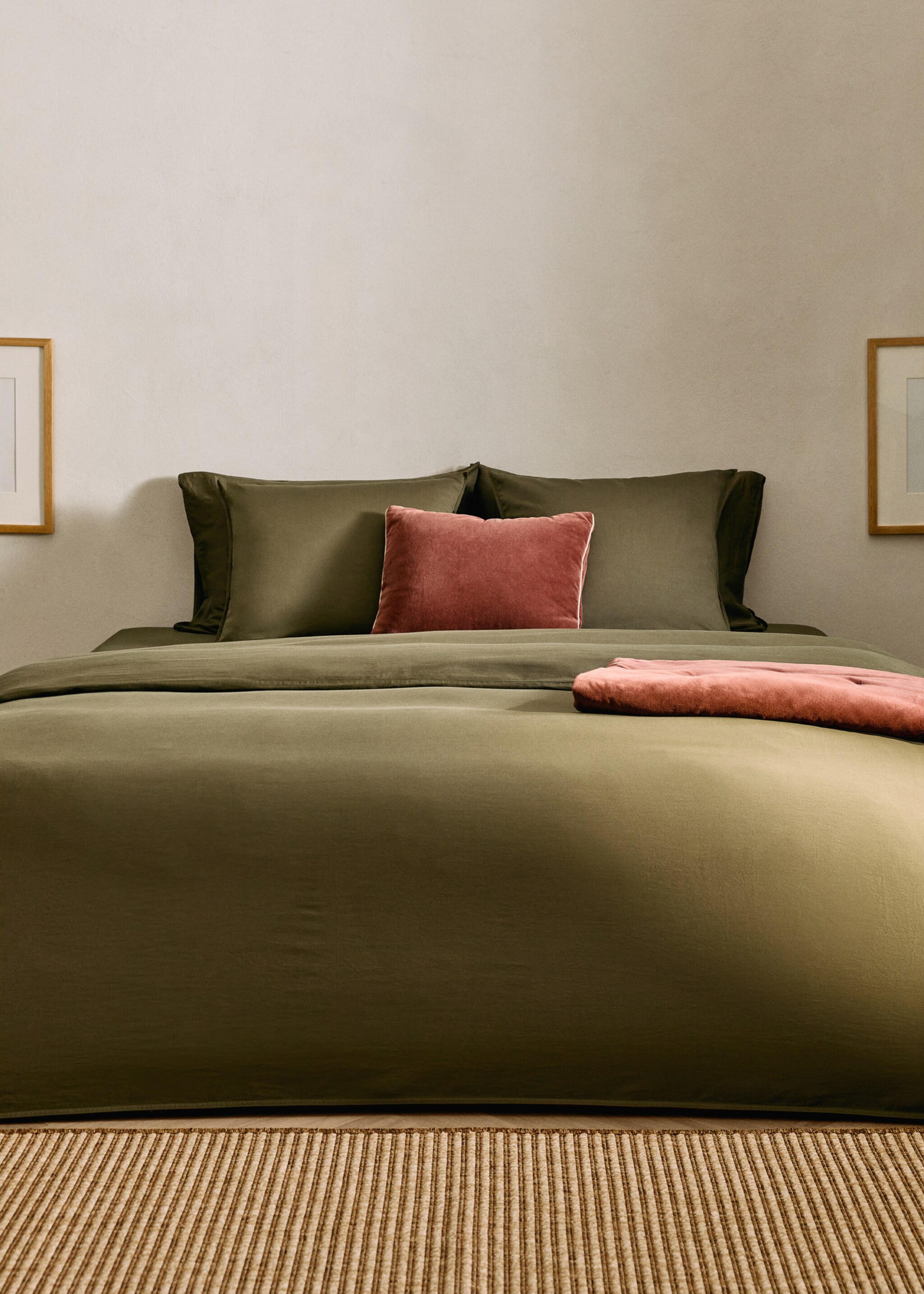 Washed satin cotton double-stitched duvet cover King bed - General plane