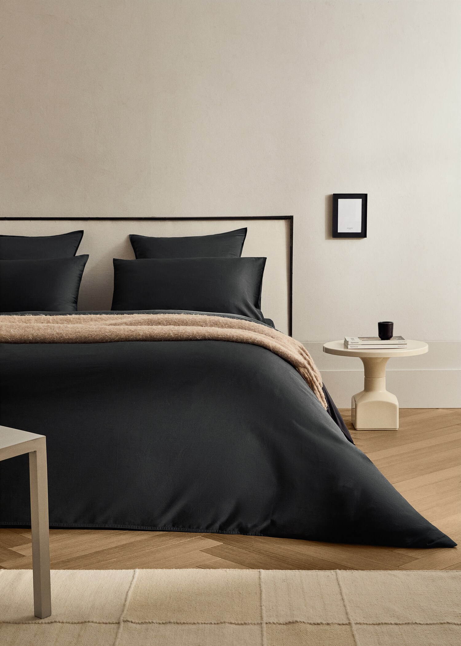 Washed satin cotton double-stitched duvet cover King bed - General plane