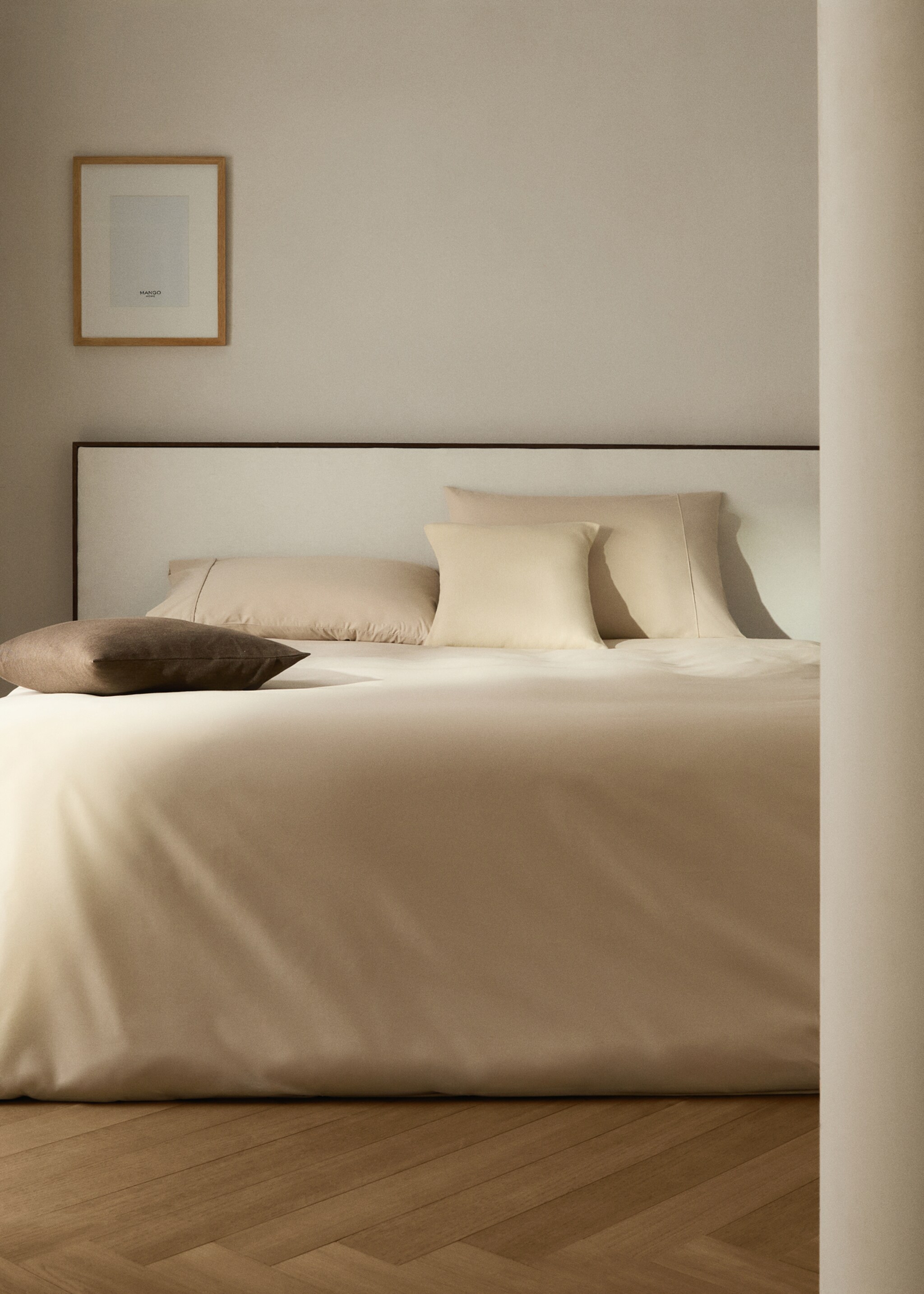 500-thread cotton percale duvet cover for 135/140 cm bed - General plane, Beige. Ref: 17021547-00.