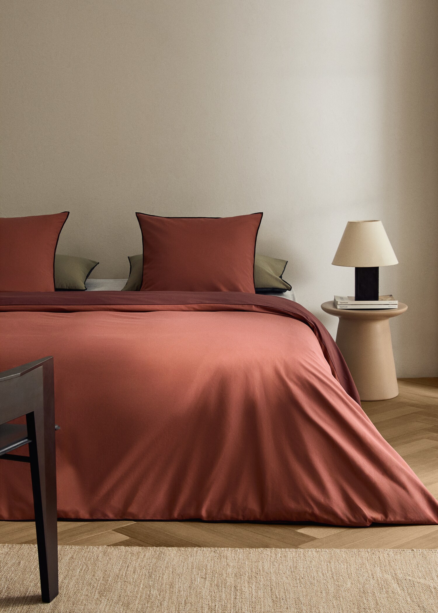 Reversible percale cotton duvet cover Single bed - General plane