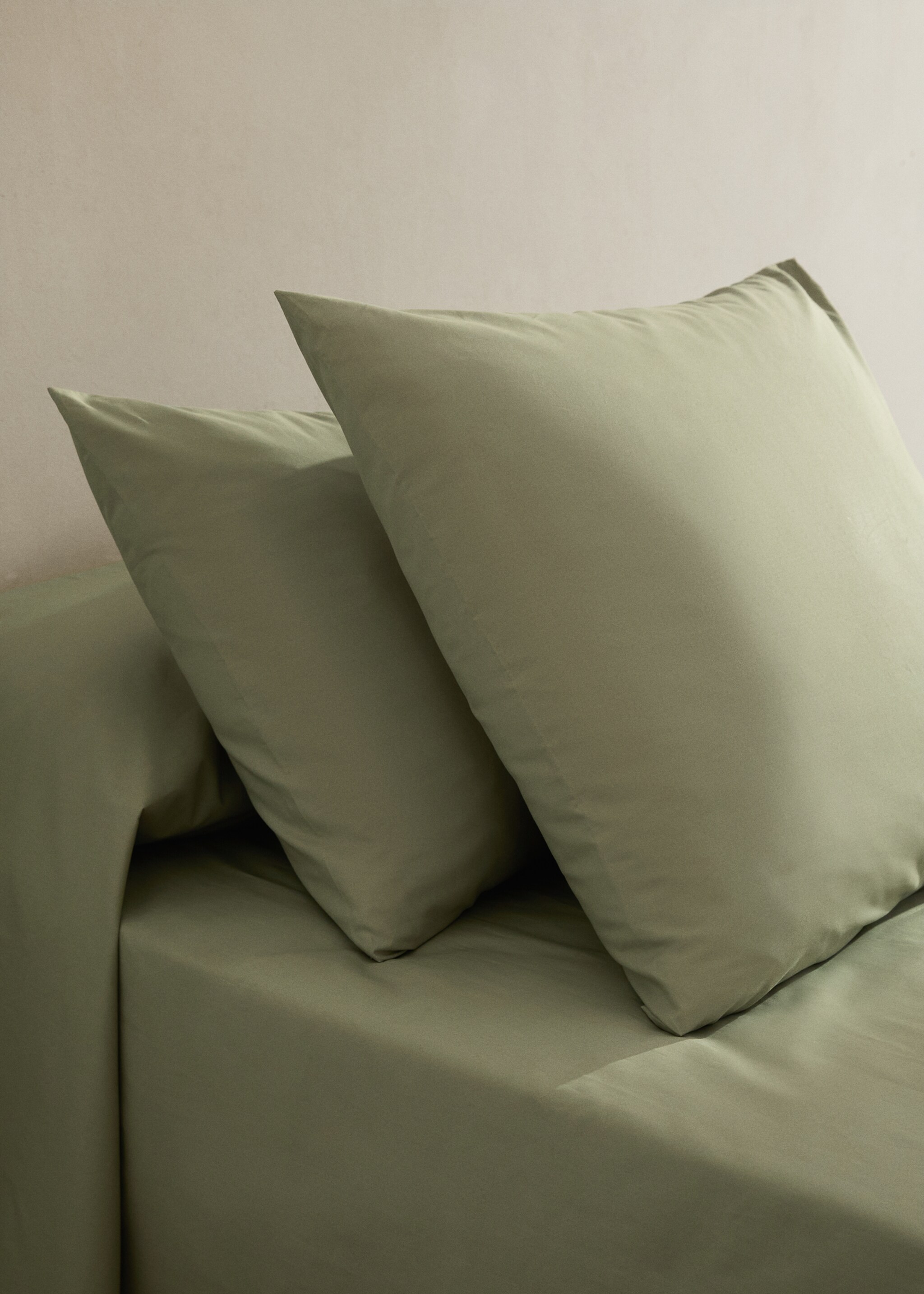 Dos fundas almohada algodón percal 50x75cm - Plano general, Verde. Ref: 17021556-00.