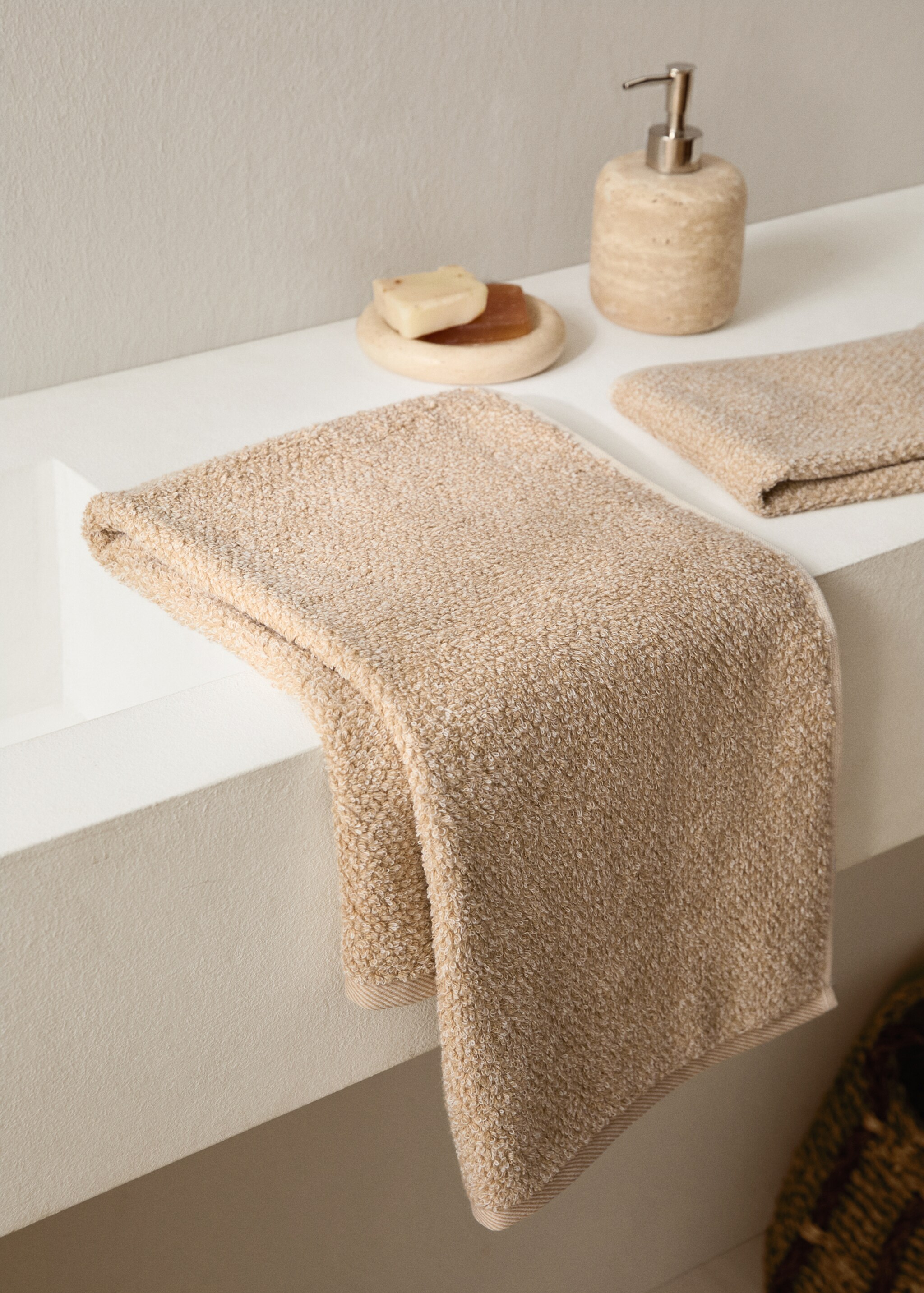 Two-tone melange cotton hand towel - Загальний план