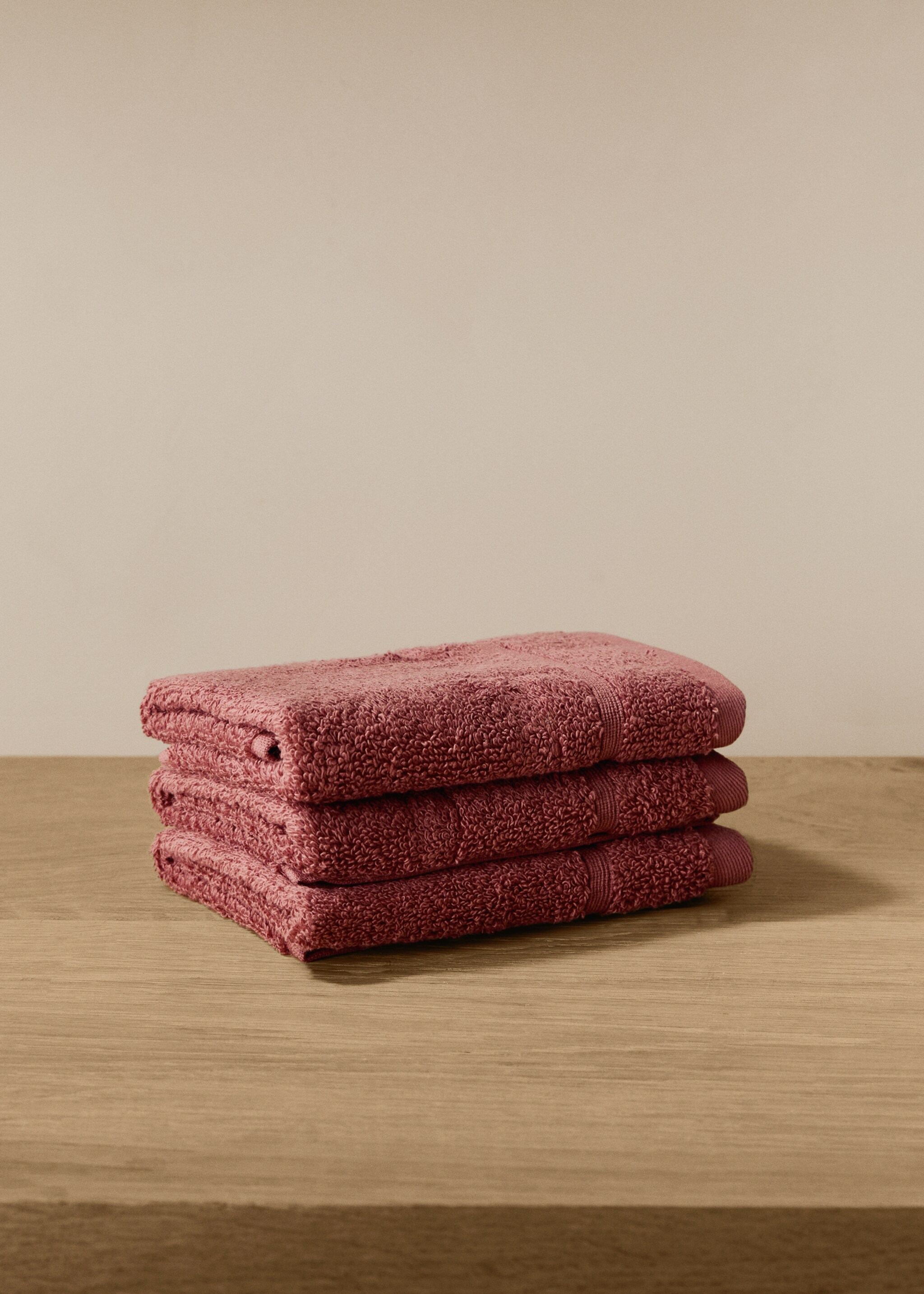 Pack 3 asciugamani cotone spugna - Piano generale, Fragola. Ref: 17021609-00.