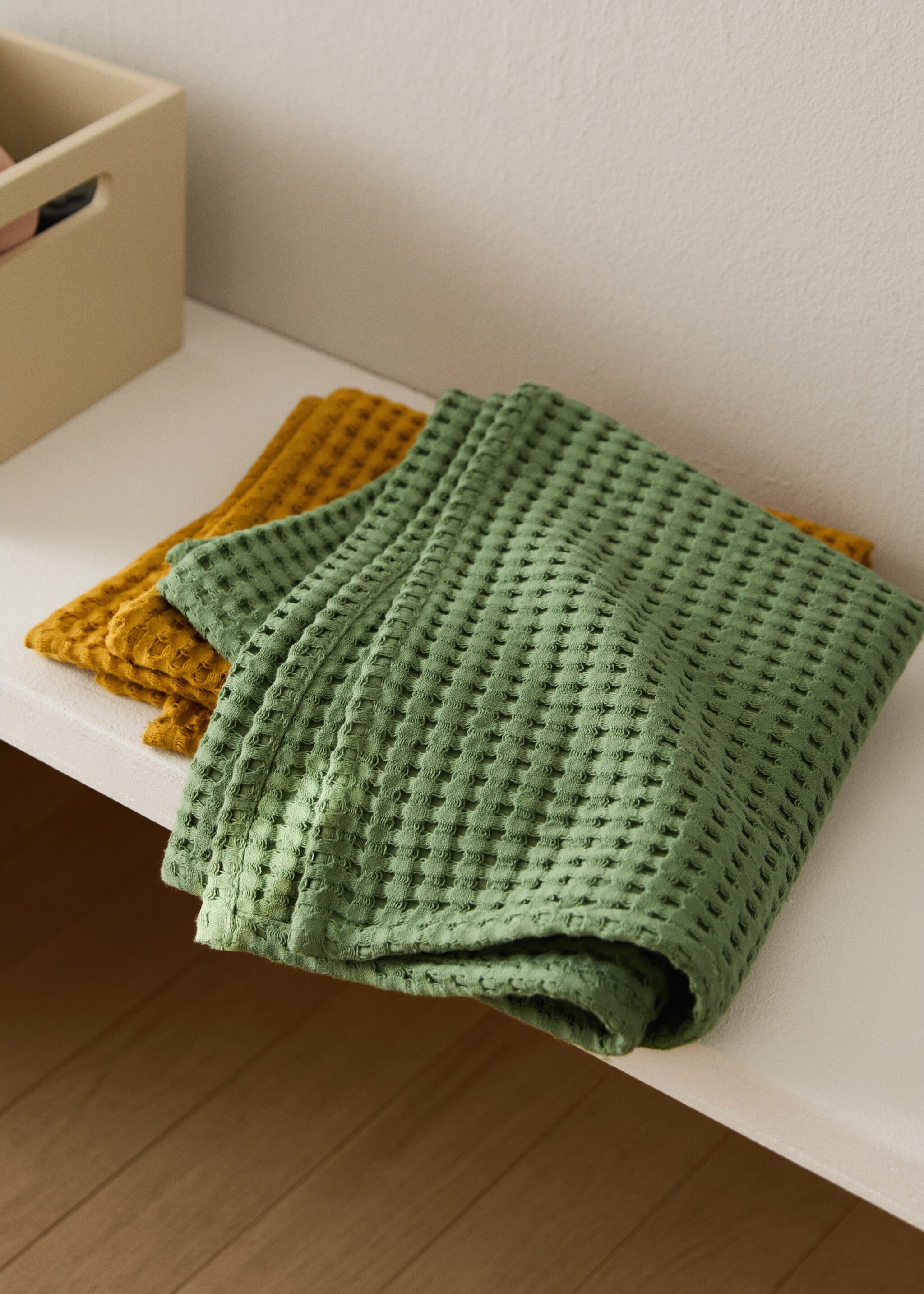 Children's cotton waffle washcloth - General plane, Green. Ref: 17021625-00.