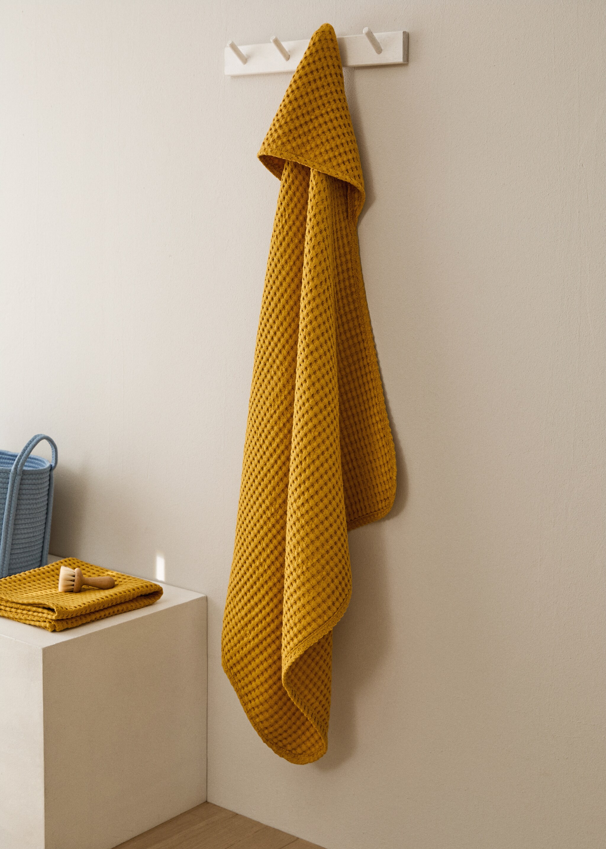 Children's waffle cotton bath cape - General plane, Mustard. Ref: 17021627-00.