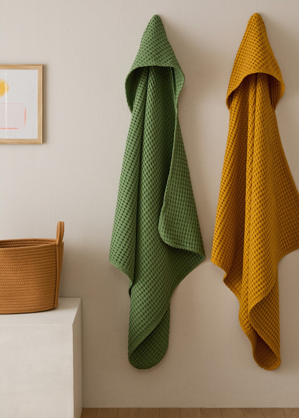 Children's waffle cotton bath cape