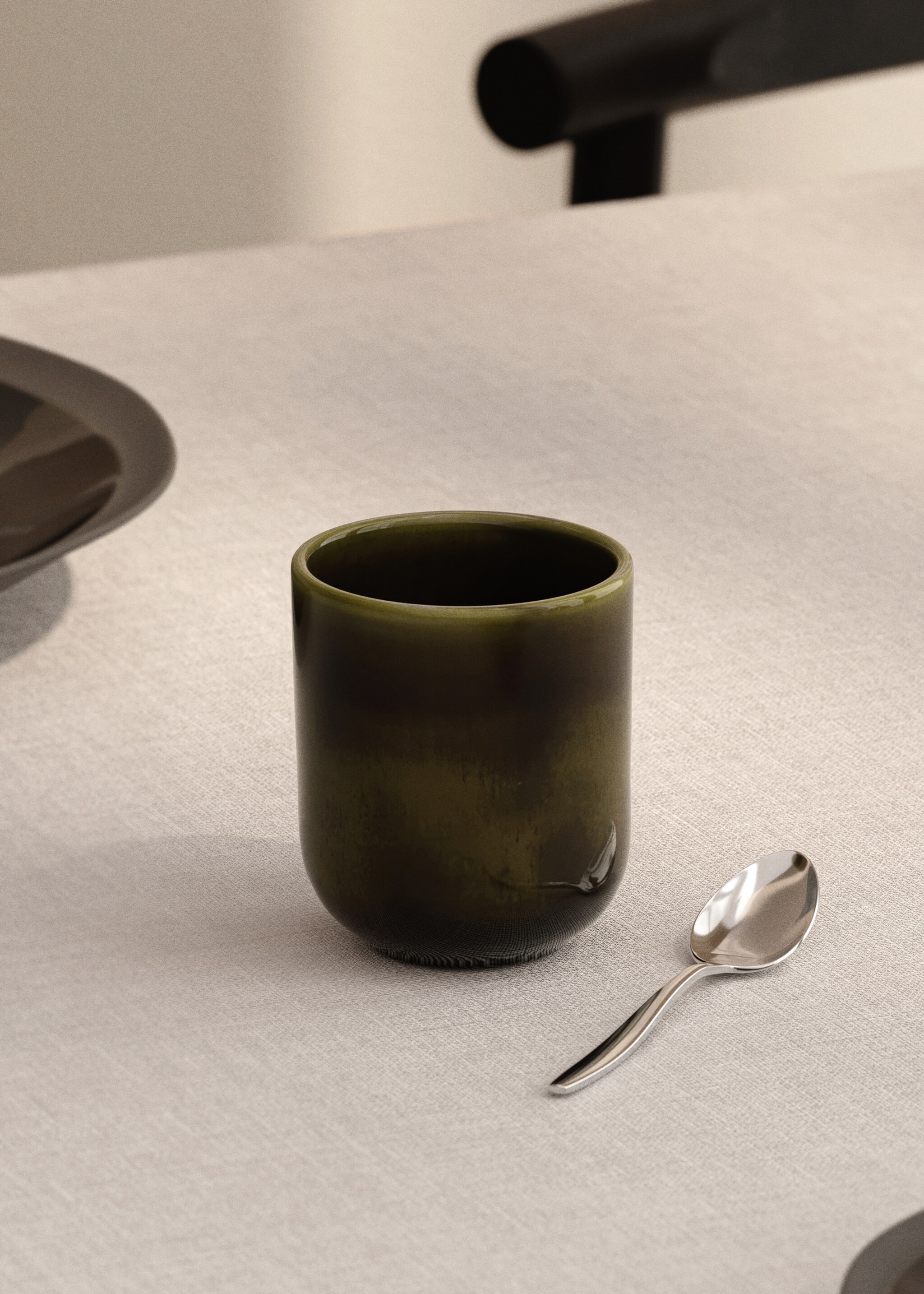 Stoneware cappuccino cup - General plane, Olive Green. Ref: 17022041-00.