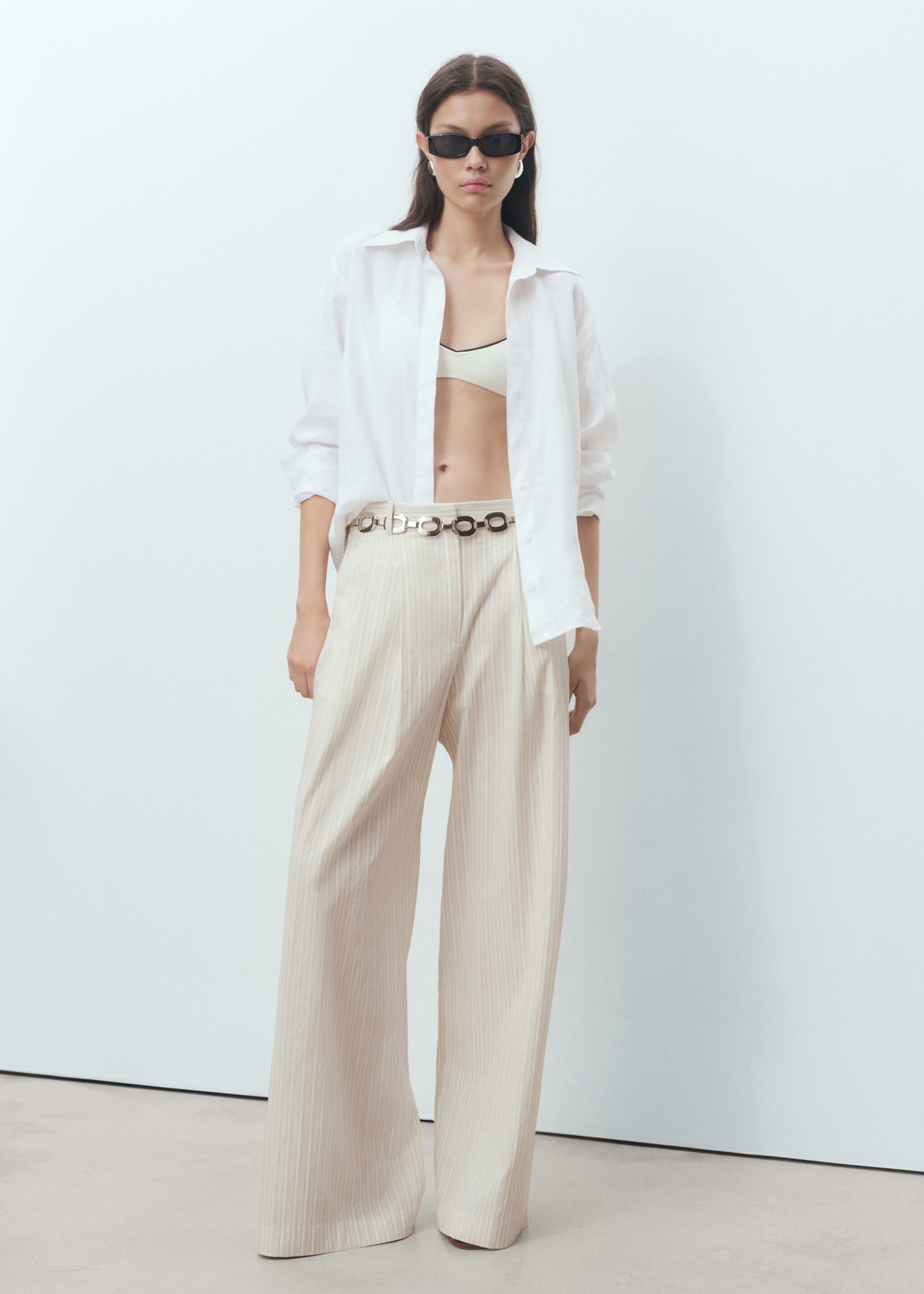 Striped wide leg cotton pants - General plane