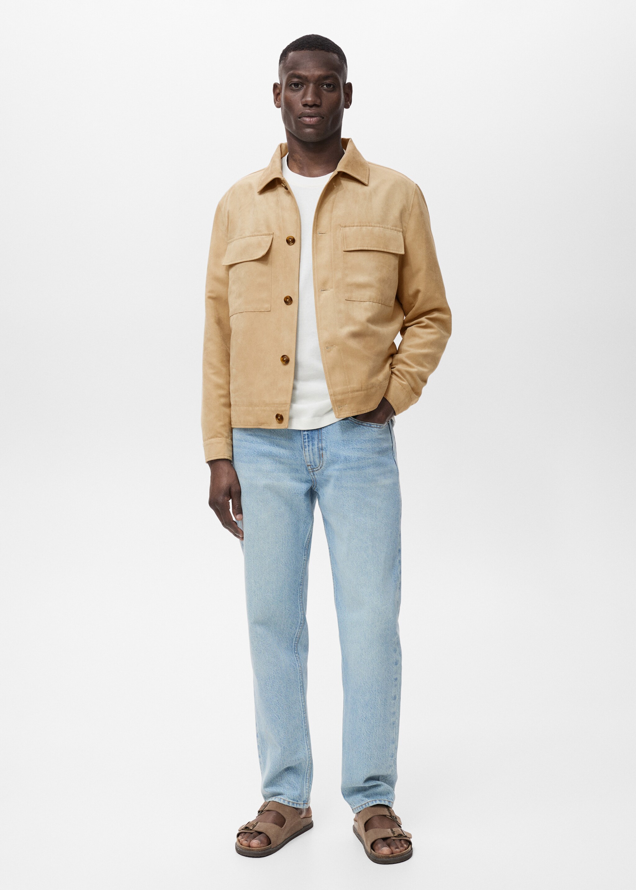 Suede leather-effect overshirt - General plane