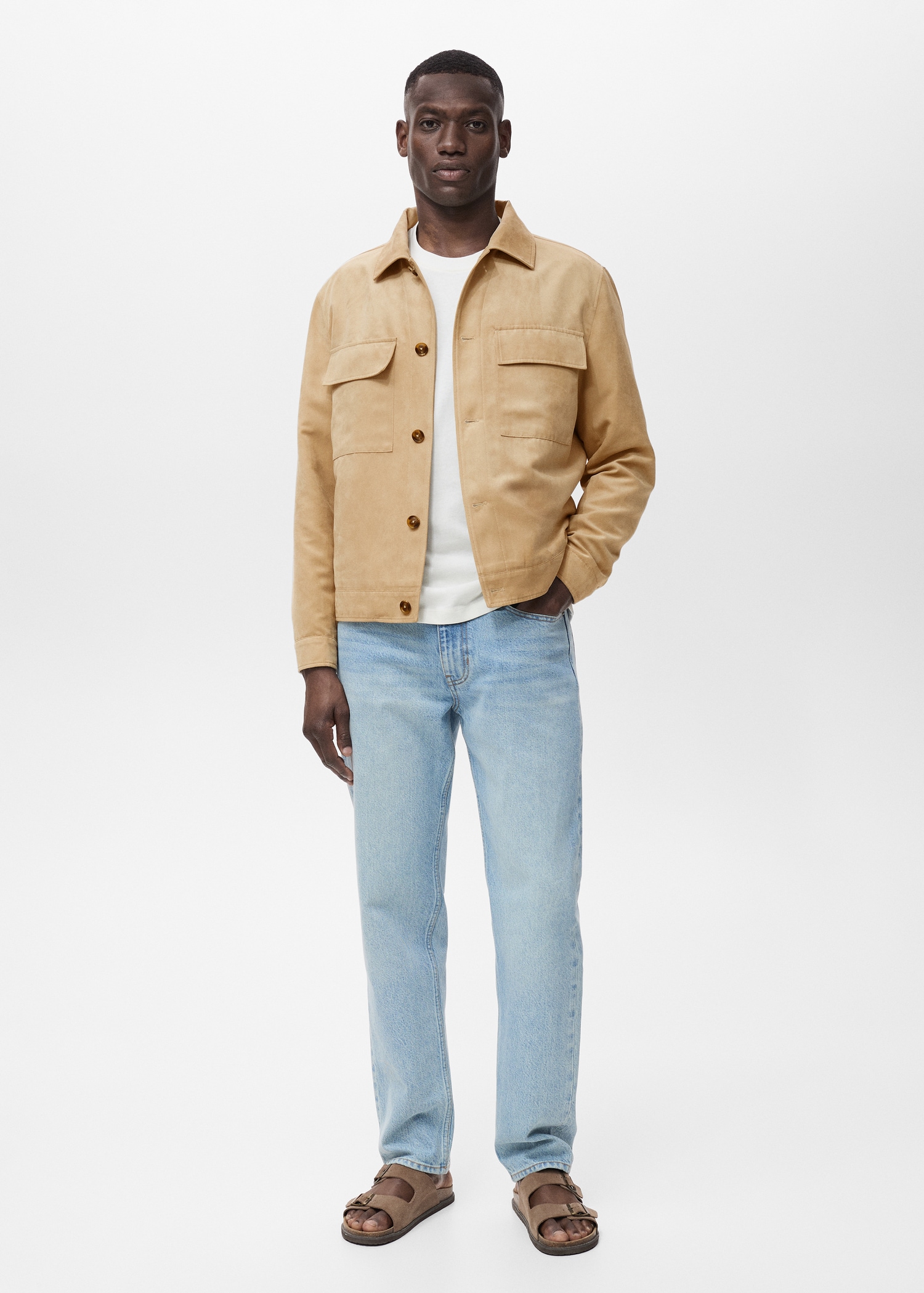 Suede leather-effect overshirt - General plane