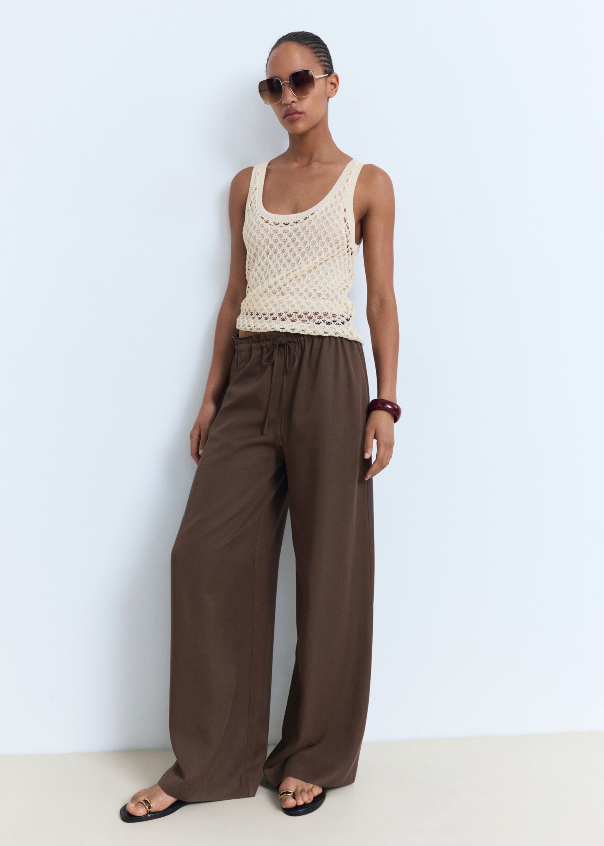Pantalón lyocell wideleg lazo - Plano general