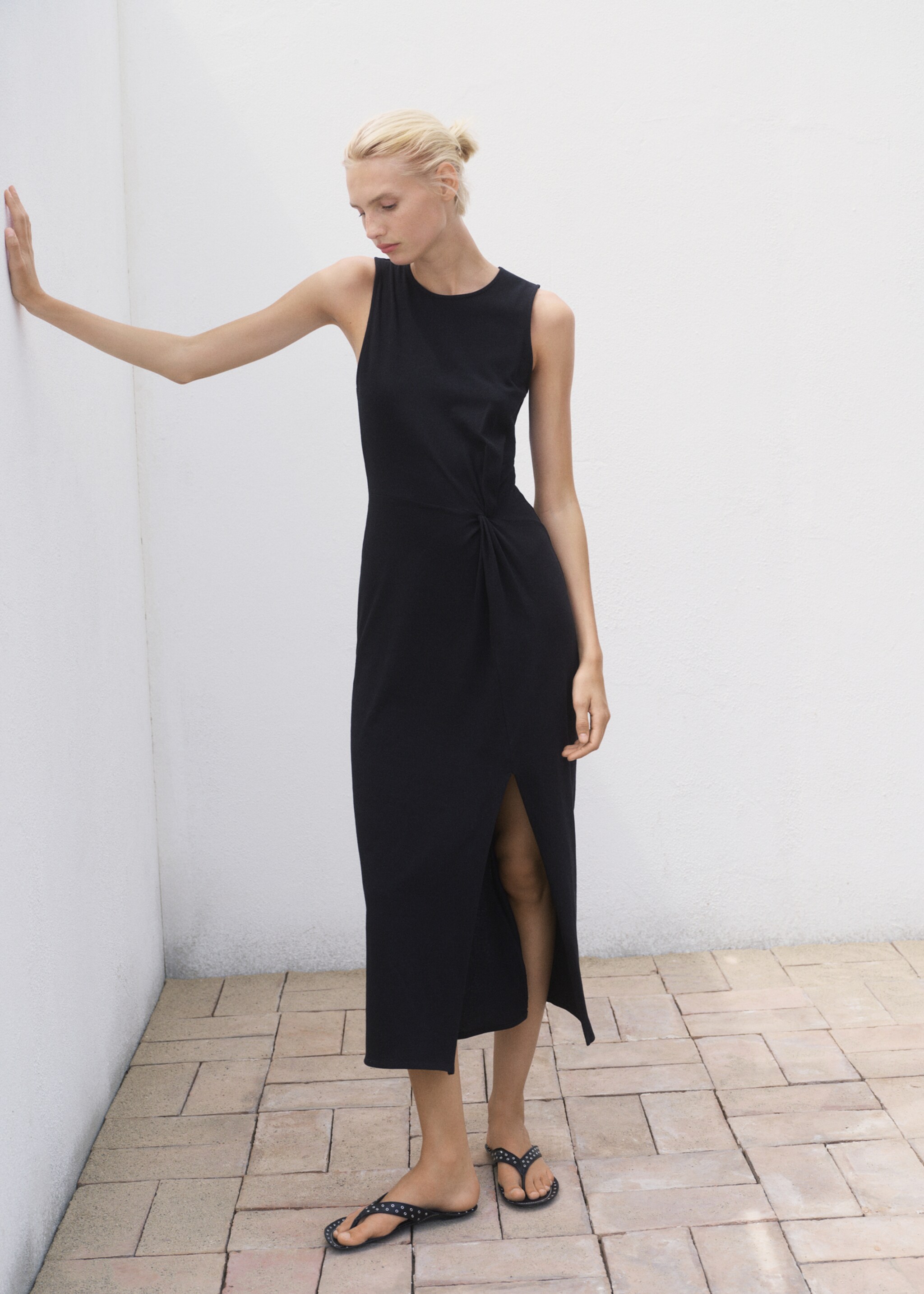 Robe midi en coton froncé - Plan général