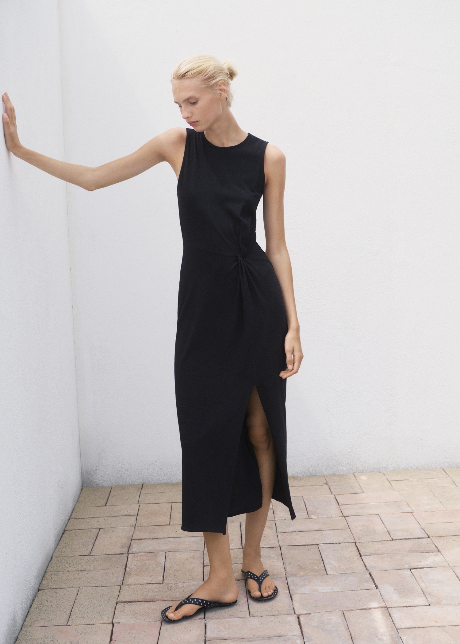 Robe midi en coton froncé - Plan général